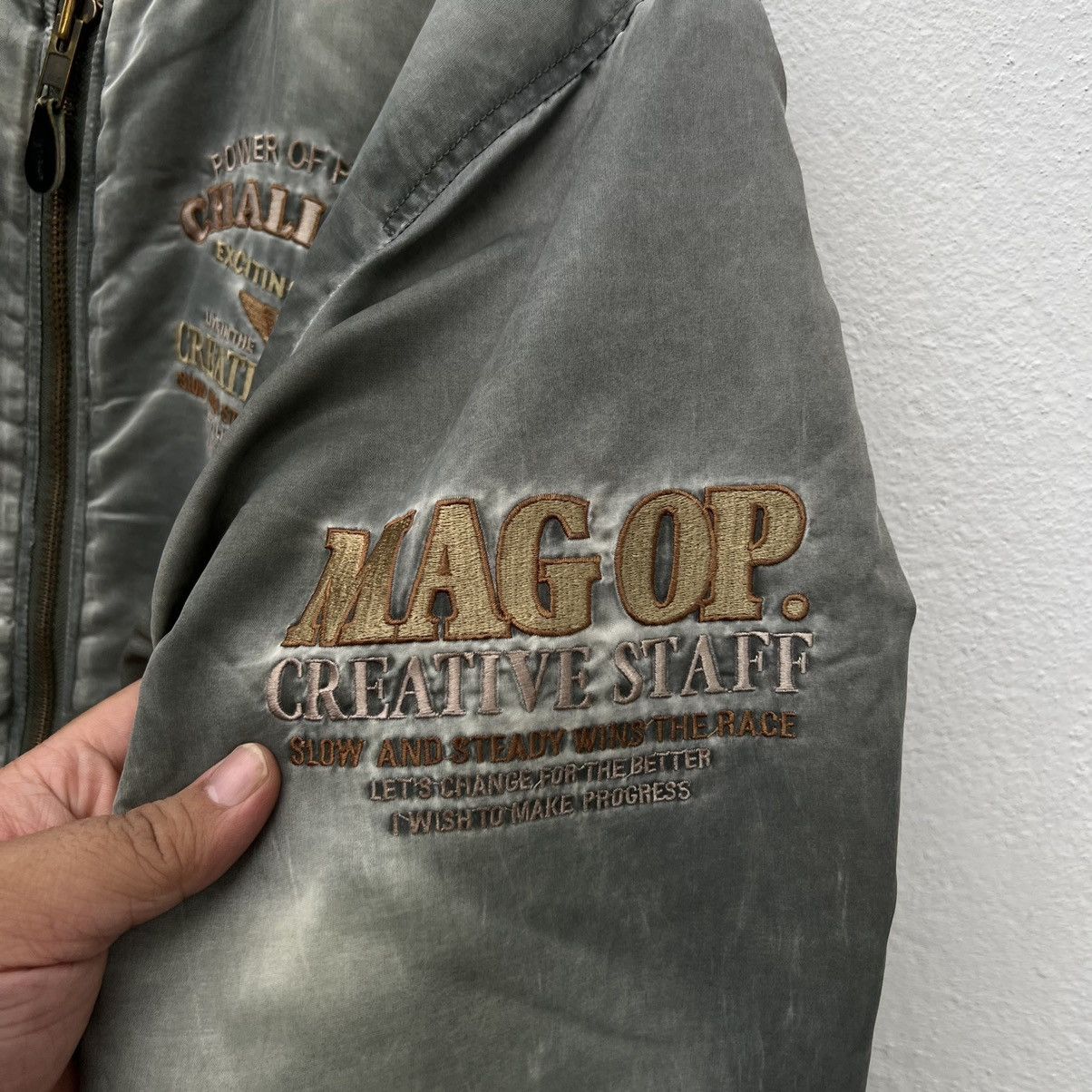 Japanese Brand VINTAGE MAG OP. CREATIVE STAFF BOMBER JACKET BIG LOGO Size US M / EU 48-50 / 2 - 8 Thumbnail