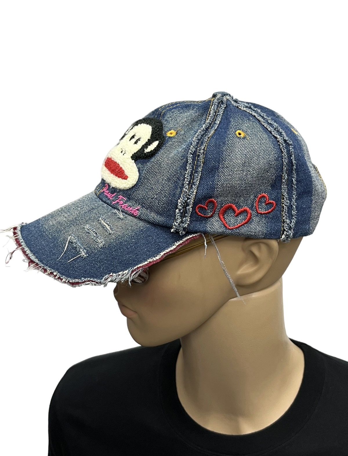 Paul Frank × Vintage DOPE🔥 PAUL FRANK Big Embroidered Logo Distressed Denim Hat Size ONE SIZE - 3 Thumbnail