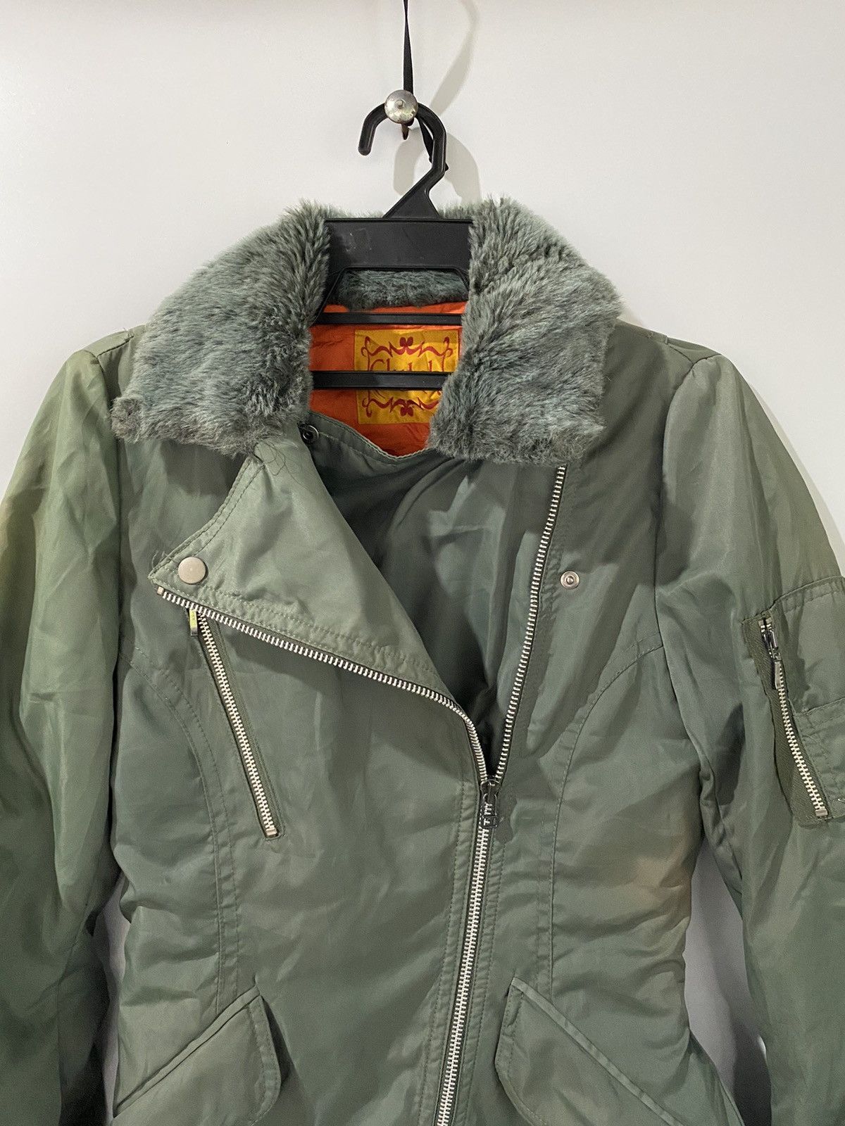 Clutch Fur Green Jacket Outdoor Military Style