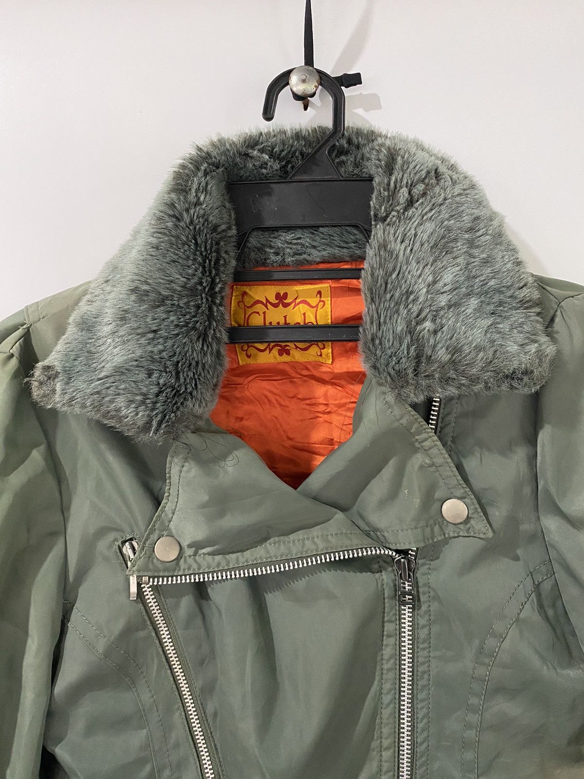 Clutch Fur Green Jacket Outdoor Military Style