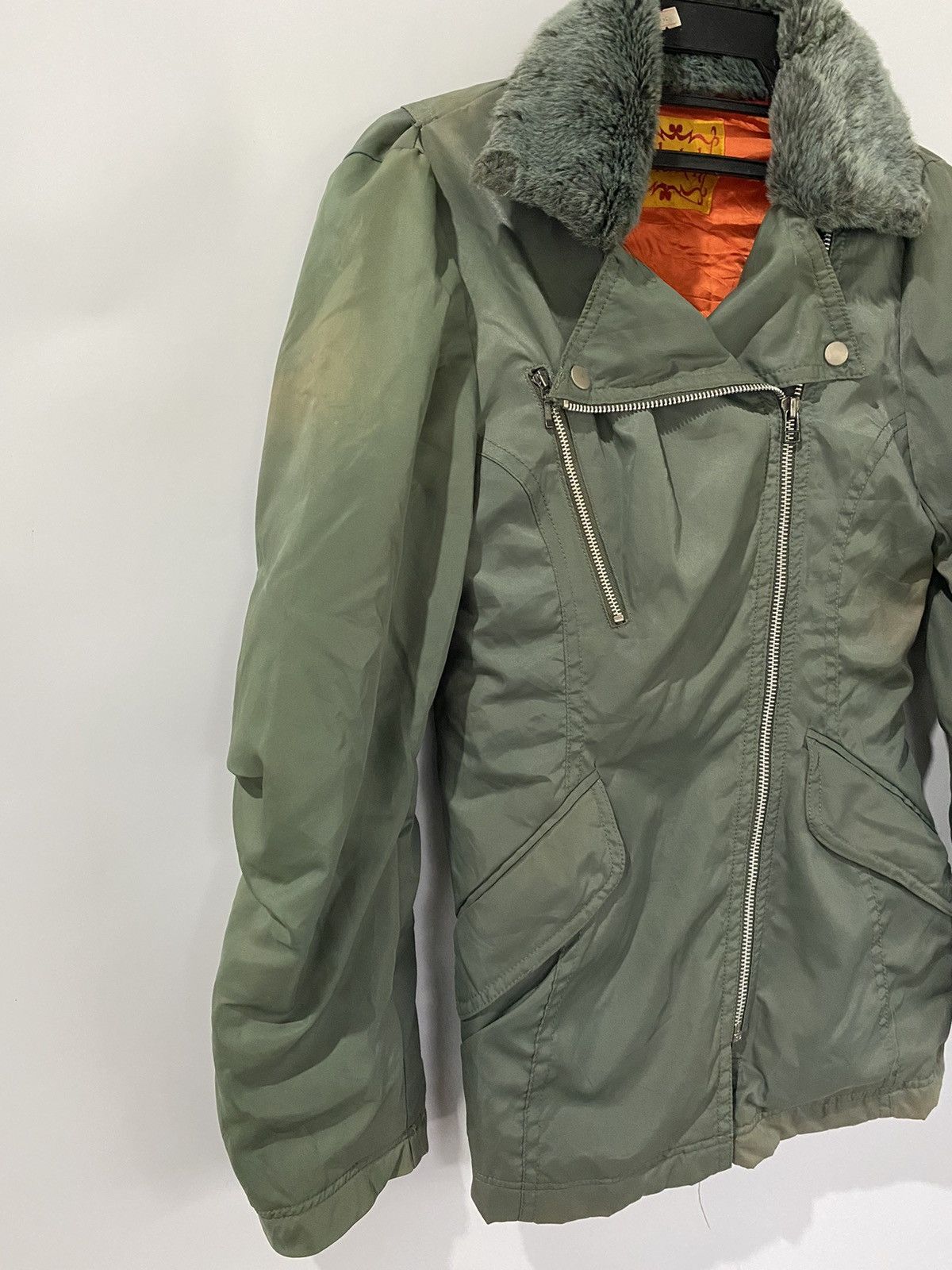 Clutch Fur Green Jacket Outdoor Military Style
