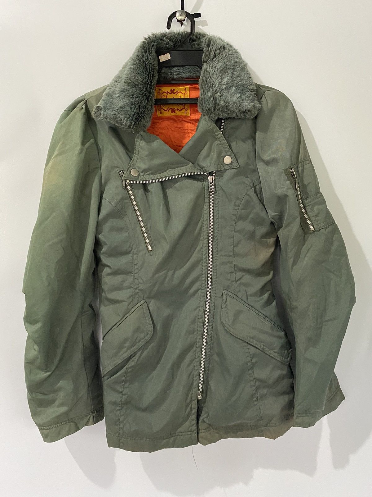 Clutch Fur Green Jacket Outdoor Military Style