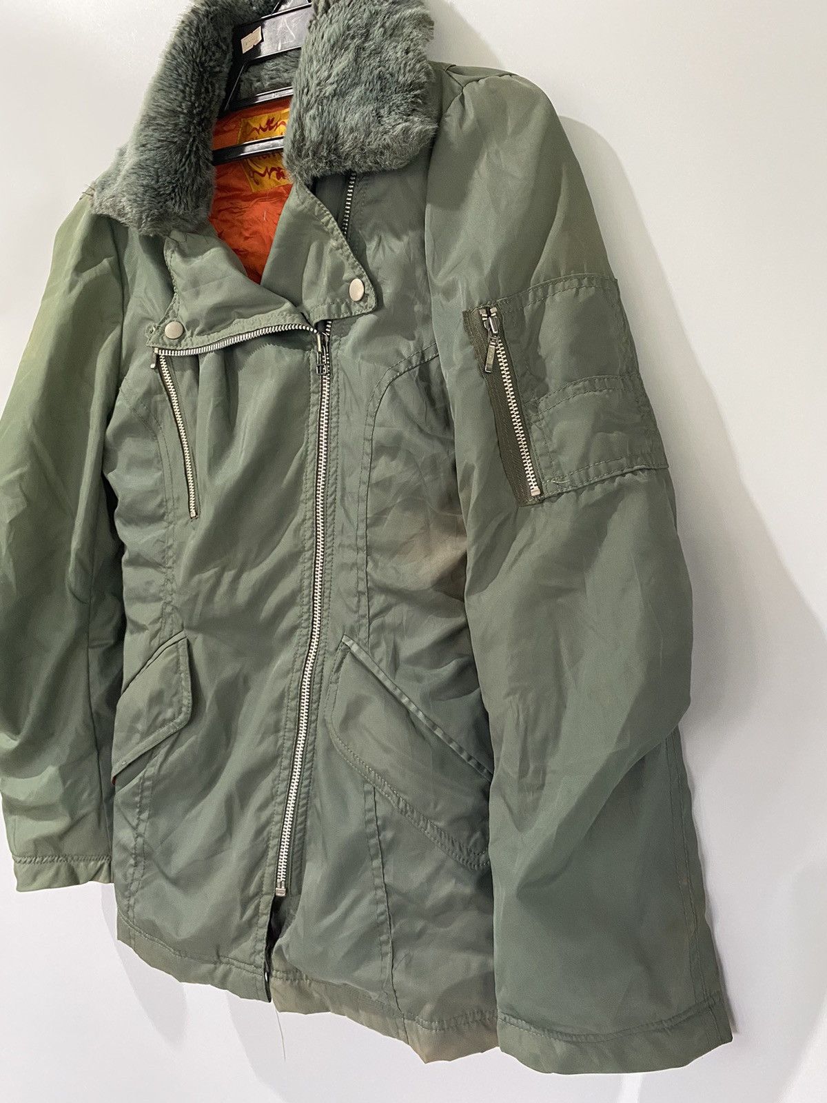 Clutch Fur Green Jacket Outdoor Military Style