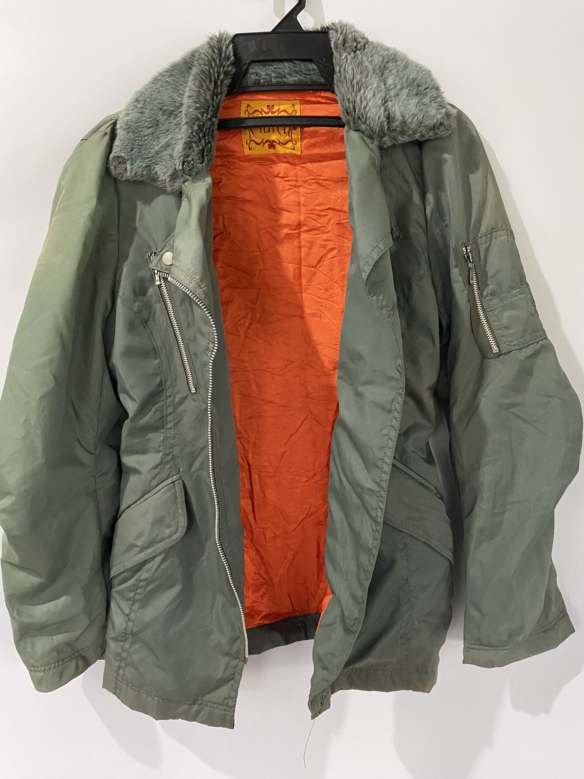 Clutch Fur Green Jacket Outdoor Military Style
