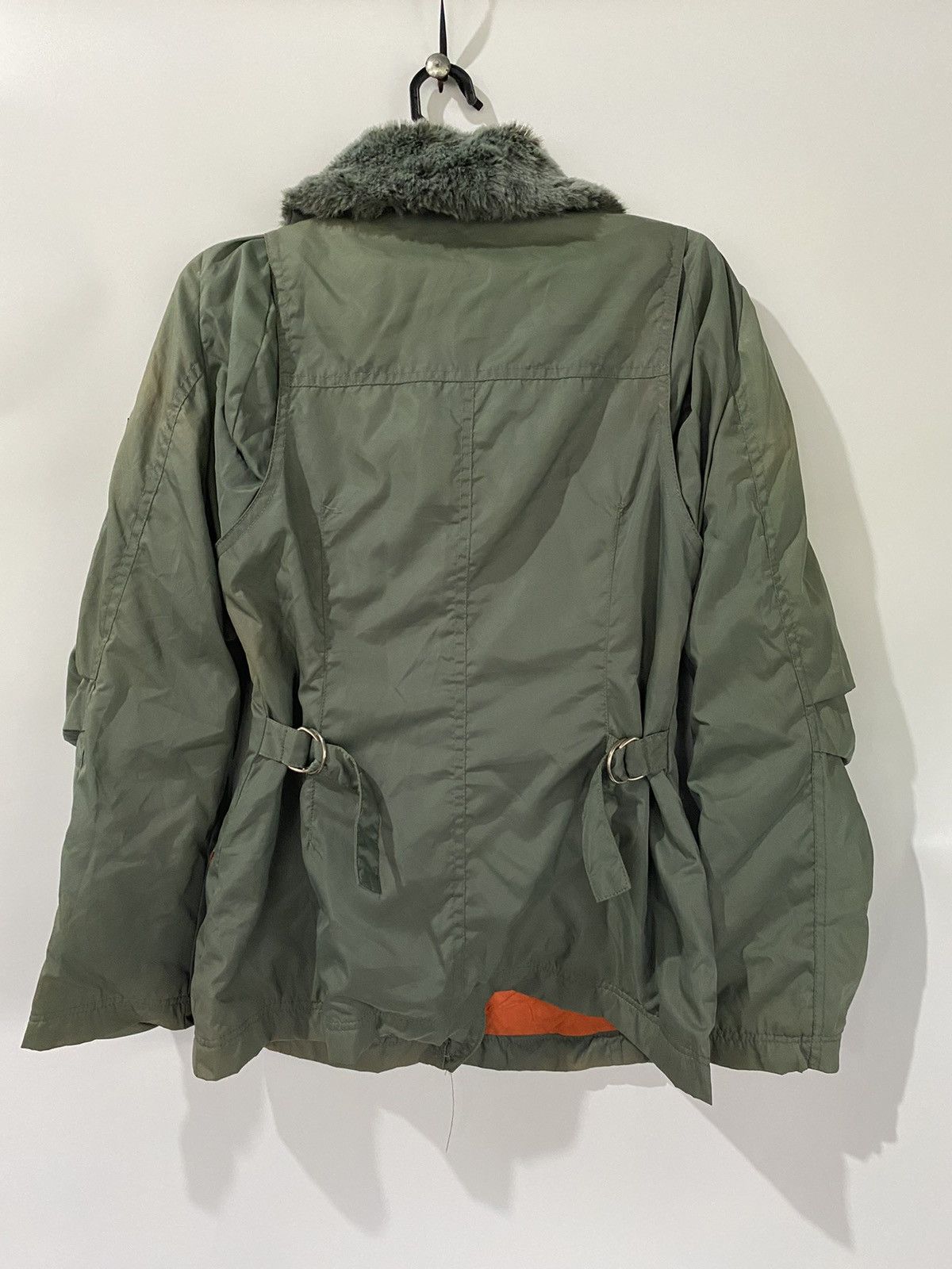 Clutch Fur Green Jacket Outdoor Military Style