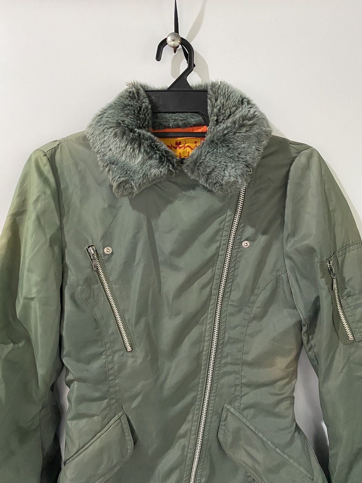 Clutch Fur Green Jacket Outdoor Military Style