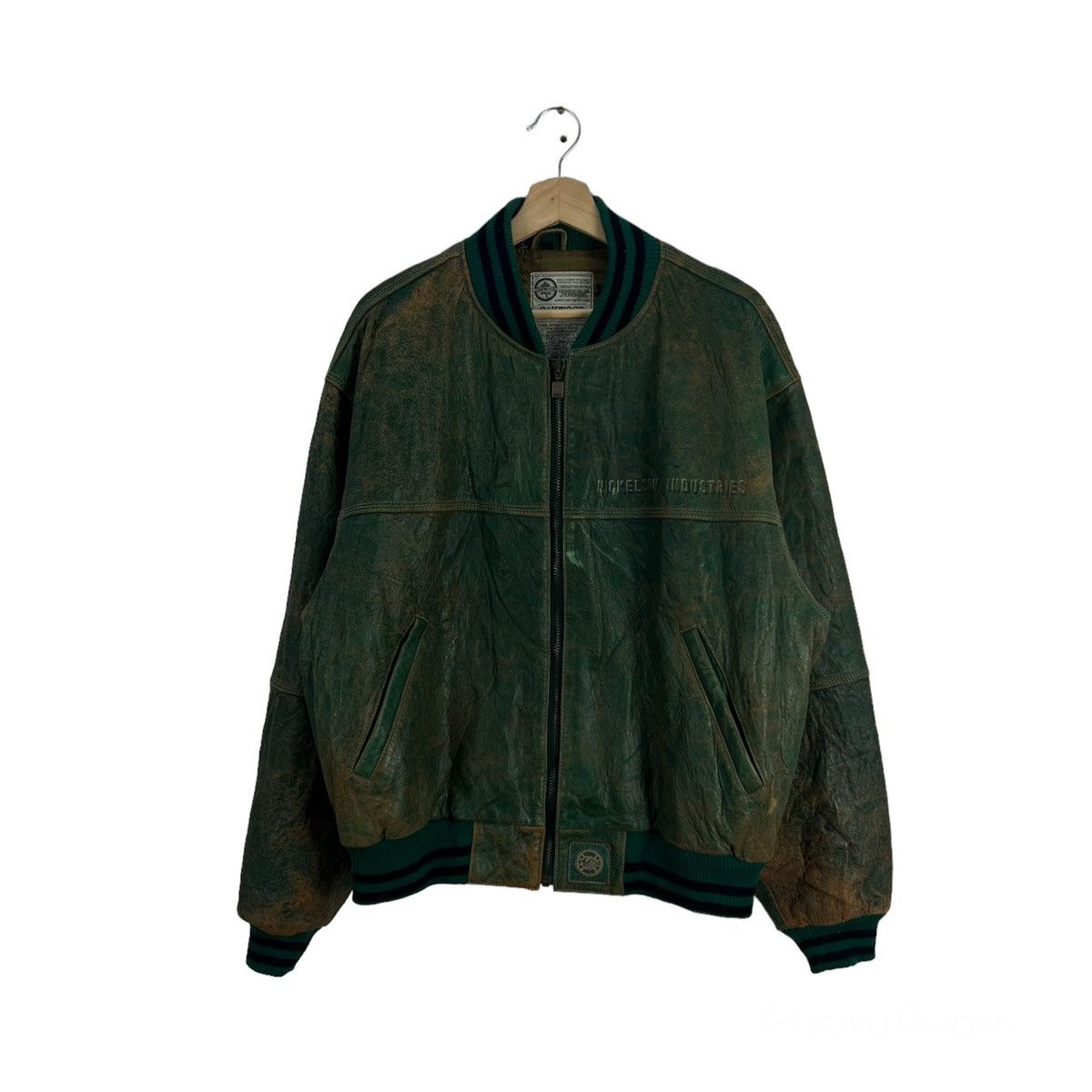 Japanese Brand VINTAGE OAKWOOD LEATHER VARSITY BOMBER JACKET BIG LOGO Size US L / EU 52-54 / 3 - 2 Thumbnail