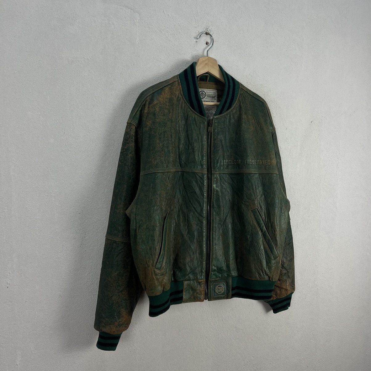 Japanese Brand VINTAGE OAKWOOD LEATHER VARSITY BOMBER JACKET BIG LOGO Size US L / EU 52-54 / 3 - 3 Thumbnail