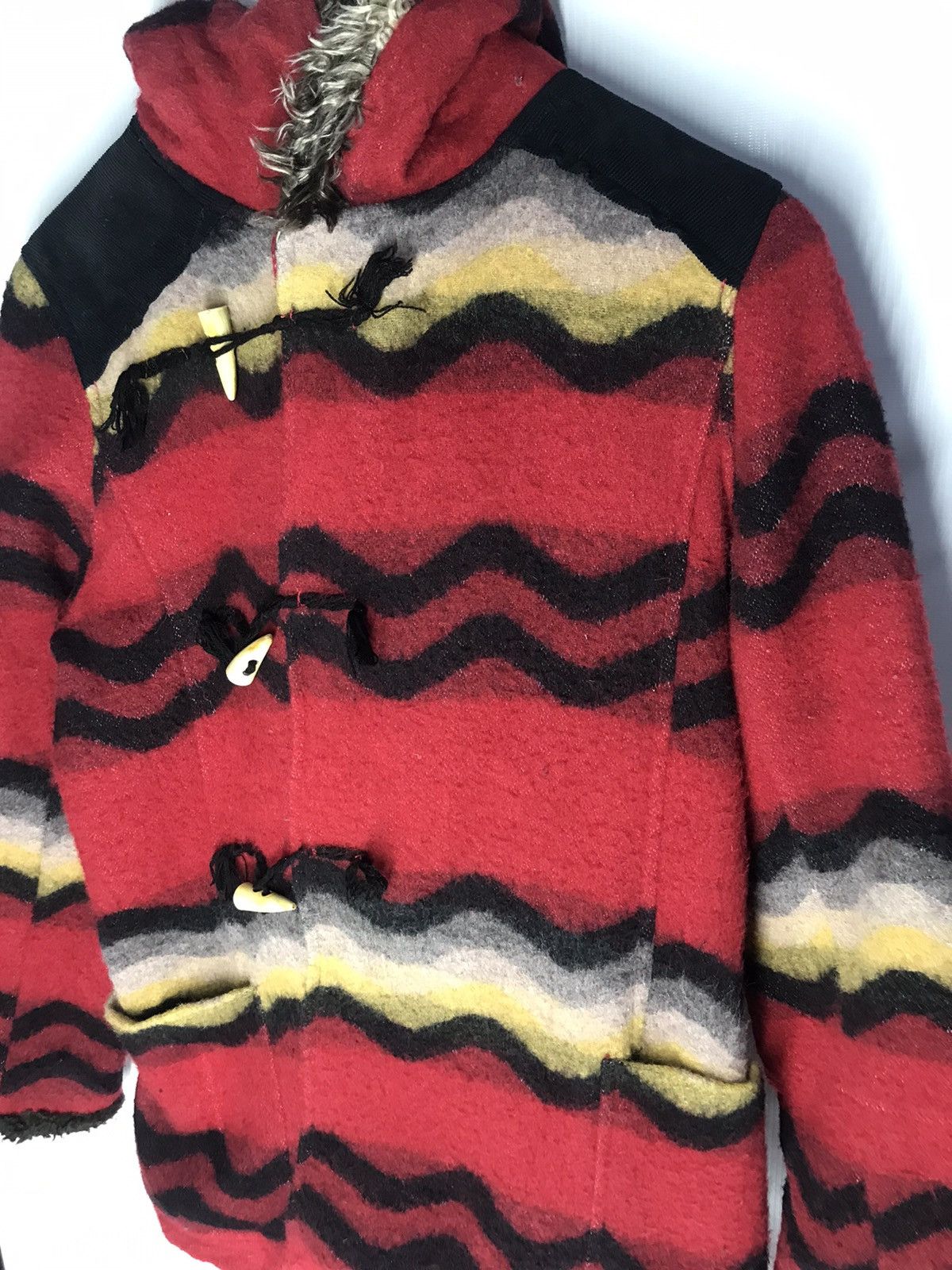 Other Amina multicolor wool jacket with fur hoodie Size US S / EU 44-46 / 1 - 6 Thumbnail