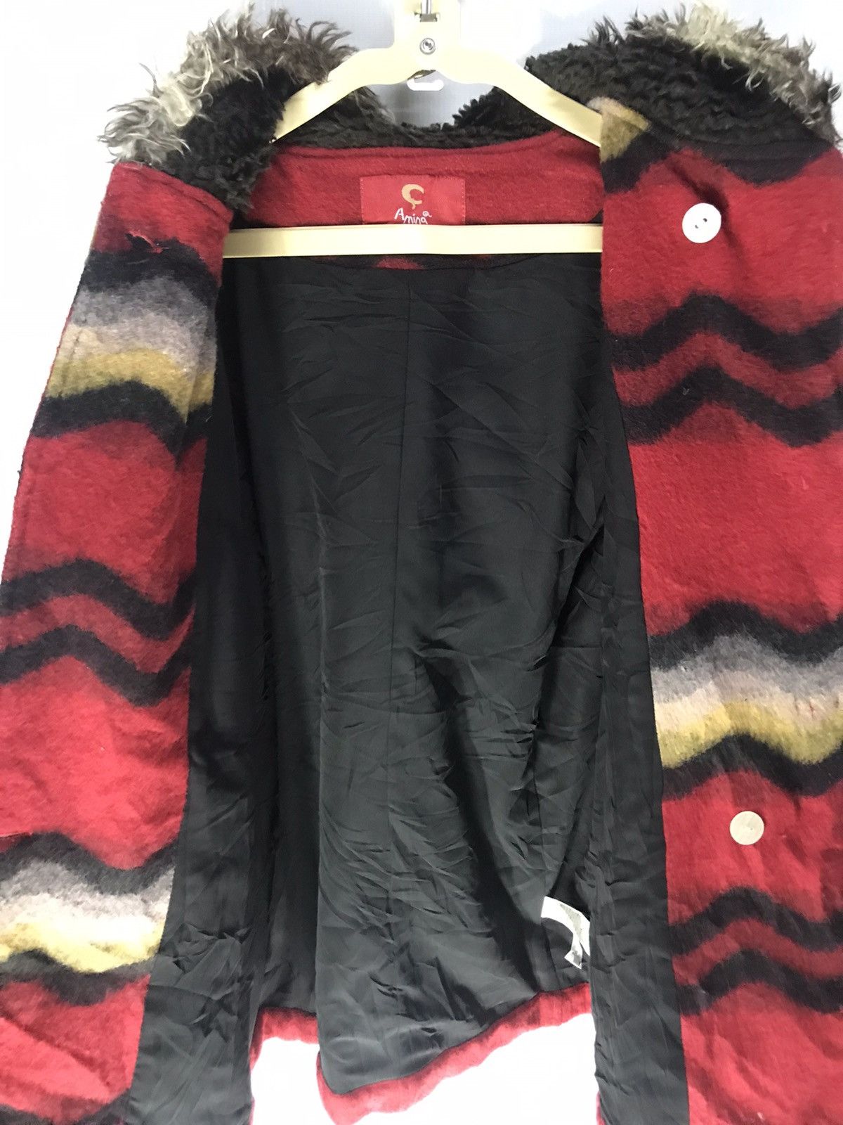 Other Amina multicolor wool jacket with fur hoodie Size US S / EU 44-46 / 1 - 7 Thumbnail