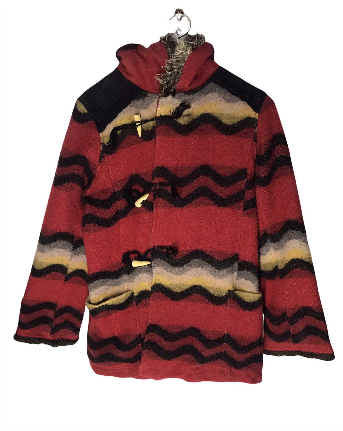 Other Amina multicolor wool jacket with fur hoodie Size US S / EU 44-46 / 1 - 1 Thumbnail
