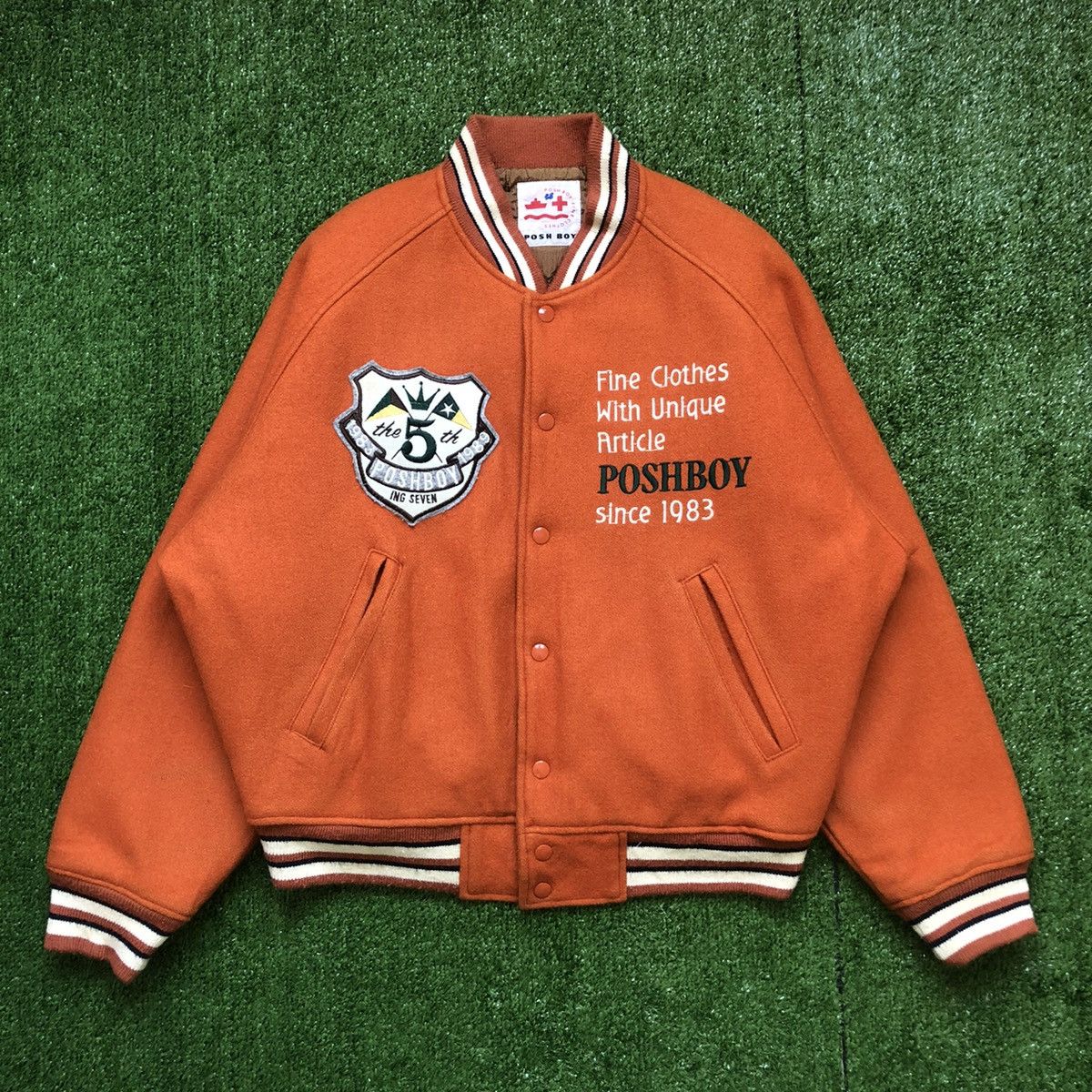 Japanese Brand × Vintage Vintage Poshboy Wool Blend Letterman Varsity Jacket Size US L / EU 52-54 / 3 - 3 Thumbnail