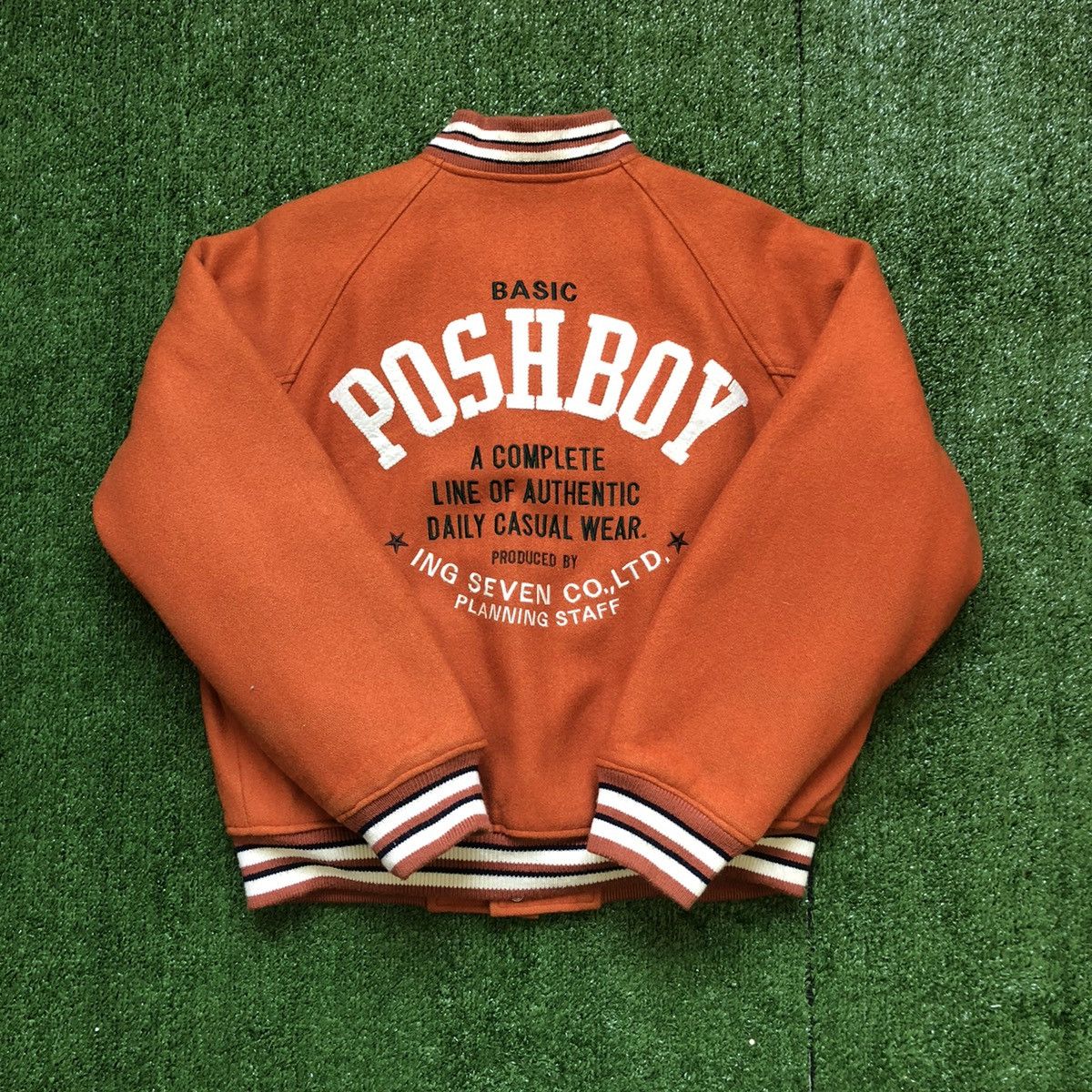 Japanese Brand × Vintage Vintage Poshboy Wool Blend Letterman Varsity Jacket Size US L / EU 52-54 / 3 - 15 Thumbnail