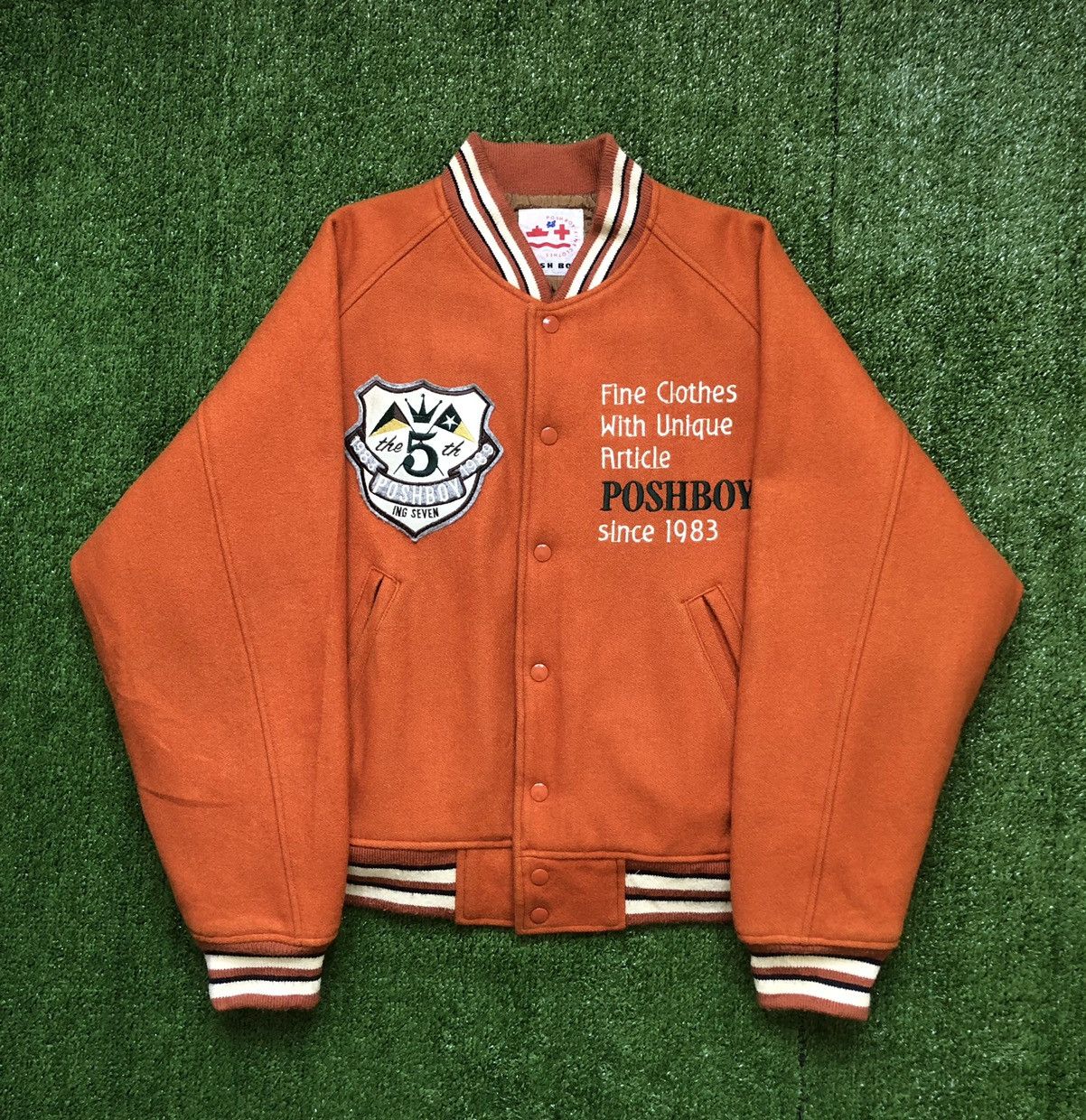 Japanese Brand × Vintage Vintage Poshboy Wool Blend Letterman Varsity Jacket Size US L / EU 52-54 / 3 - 2 Thumbnail