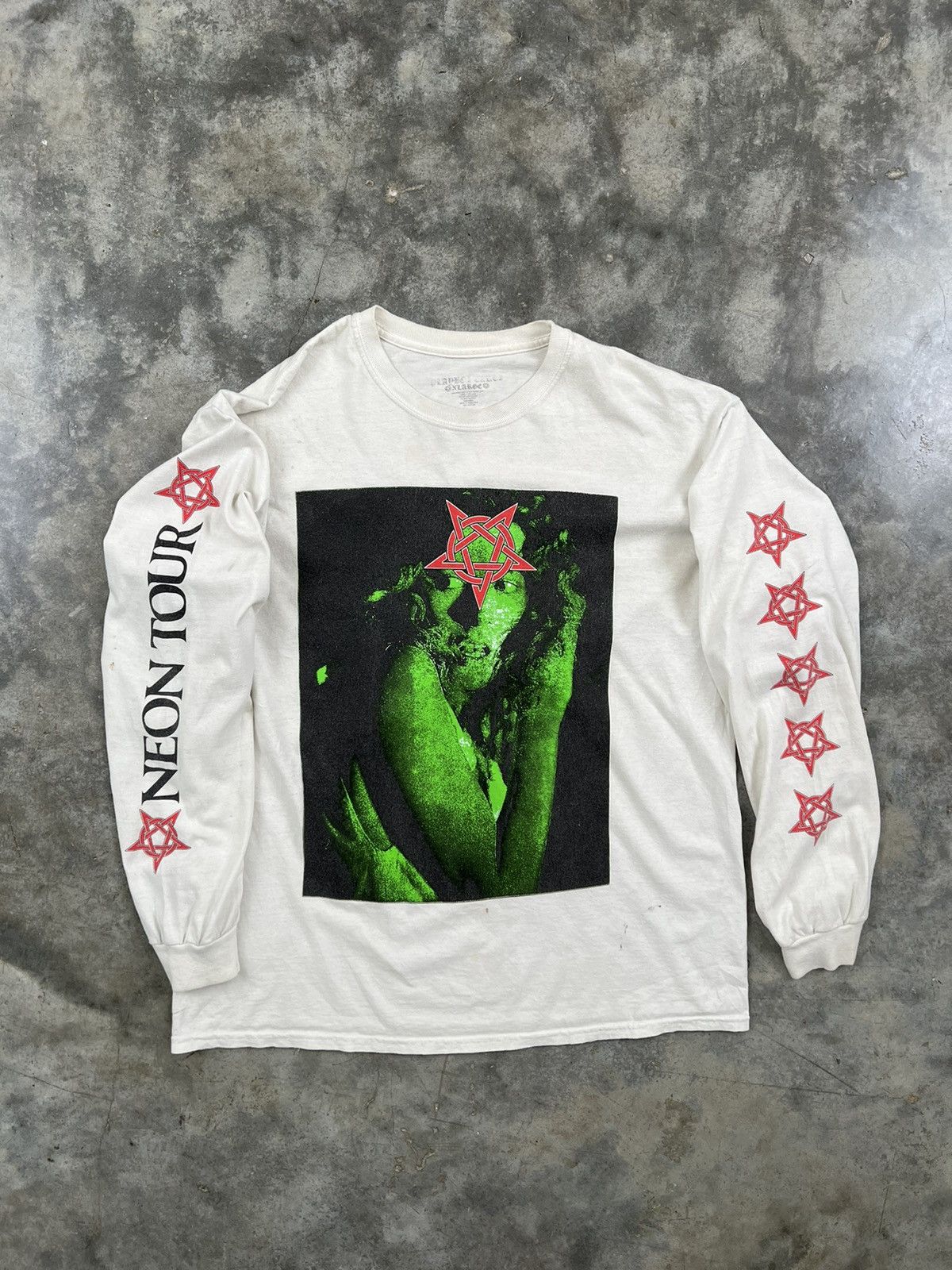 image of Playboi Carti Neon Tour White Pentagram Long Sleeve Xl, Men's