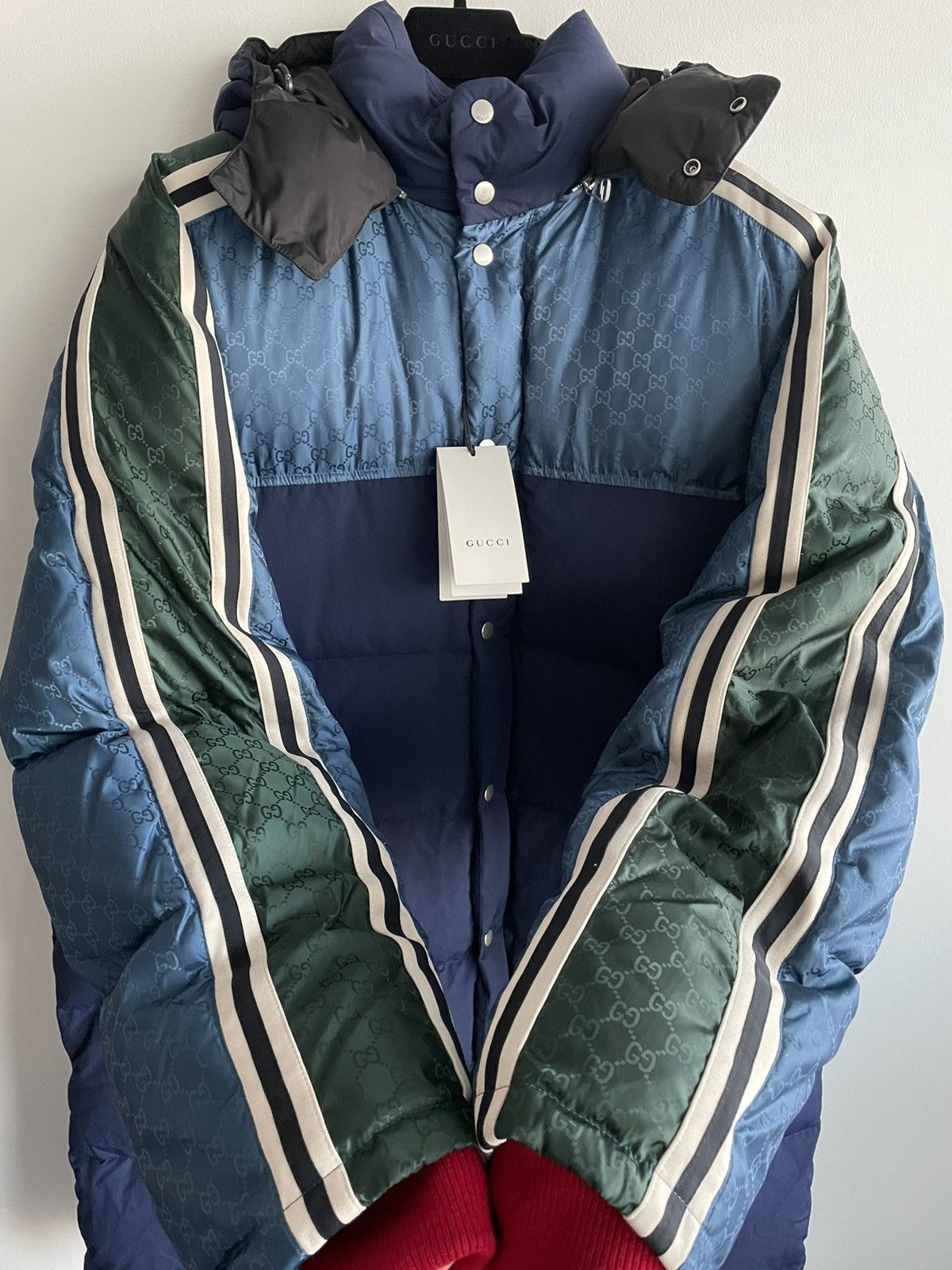 image of $5K Value Super Runway Gucci Logo Goose Down Coat, Men's (Size XL)