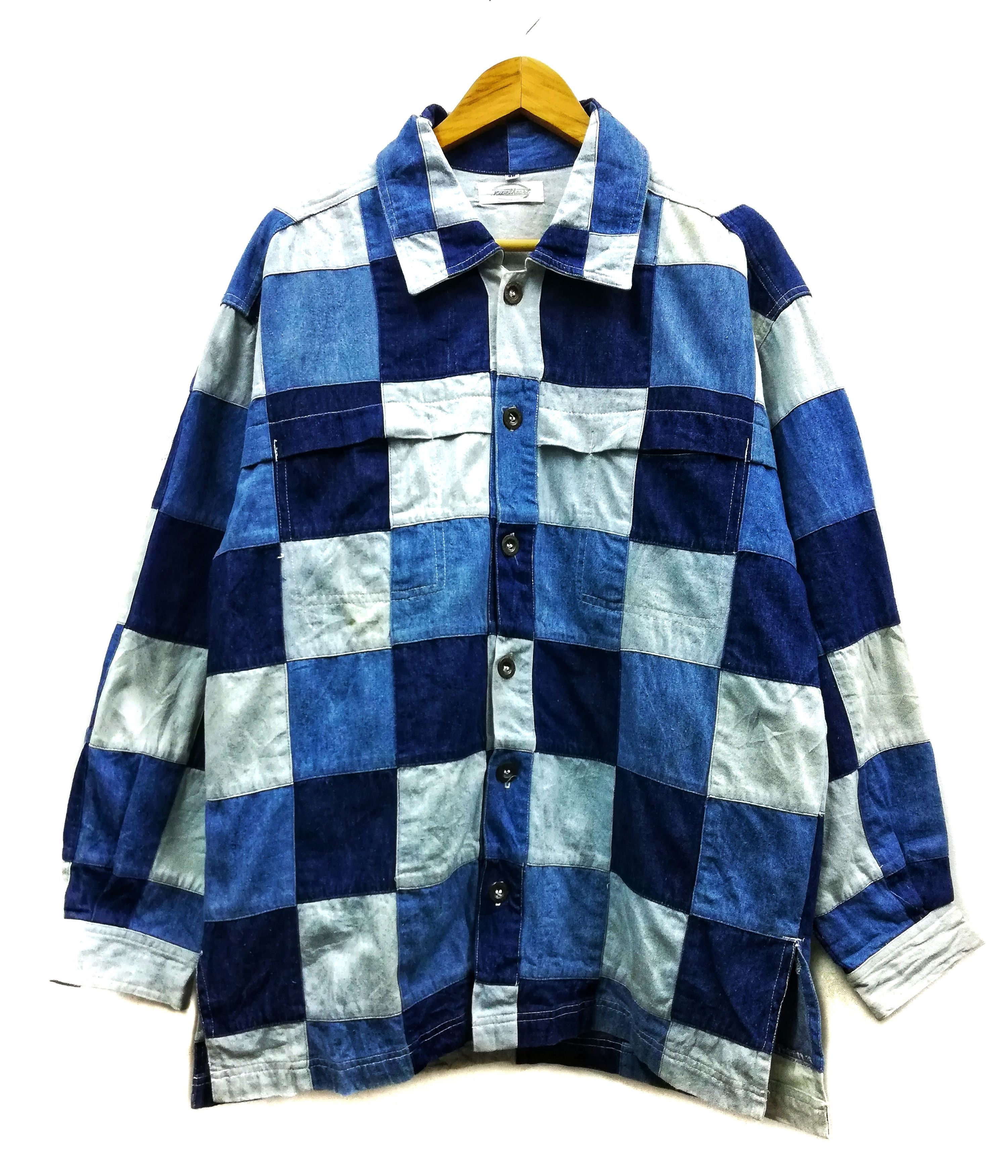 image of Indigo Boro Jacket Inspired Design Iconic Style Kapital Kountry in Faded Blue, Men's (Size Medium)
