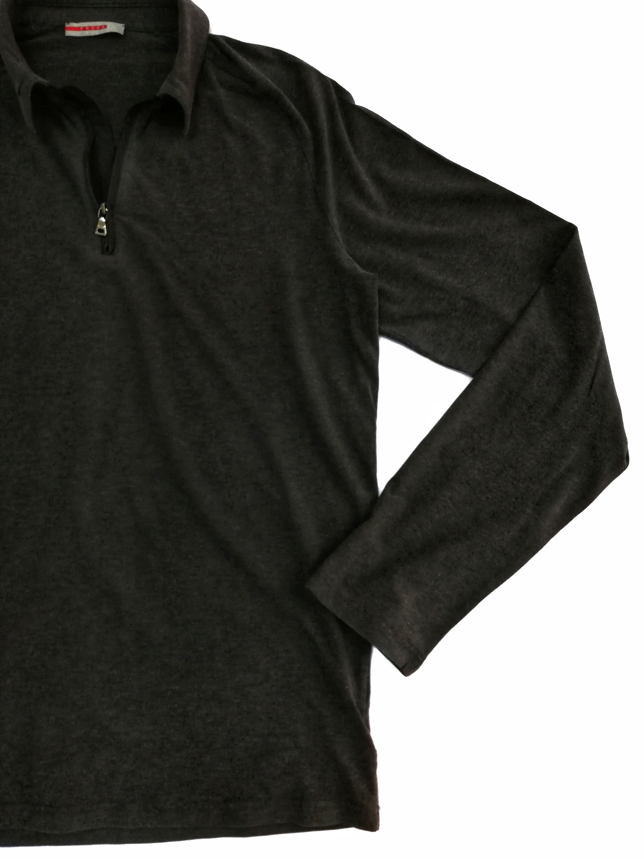 Prada 🔥Prada Milano 🇮🇹 Gray Long sleeve Polo T Shirt Tee Size US M / EU 48-50 / 2 - 8 Thumbnail