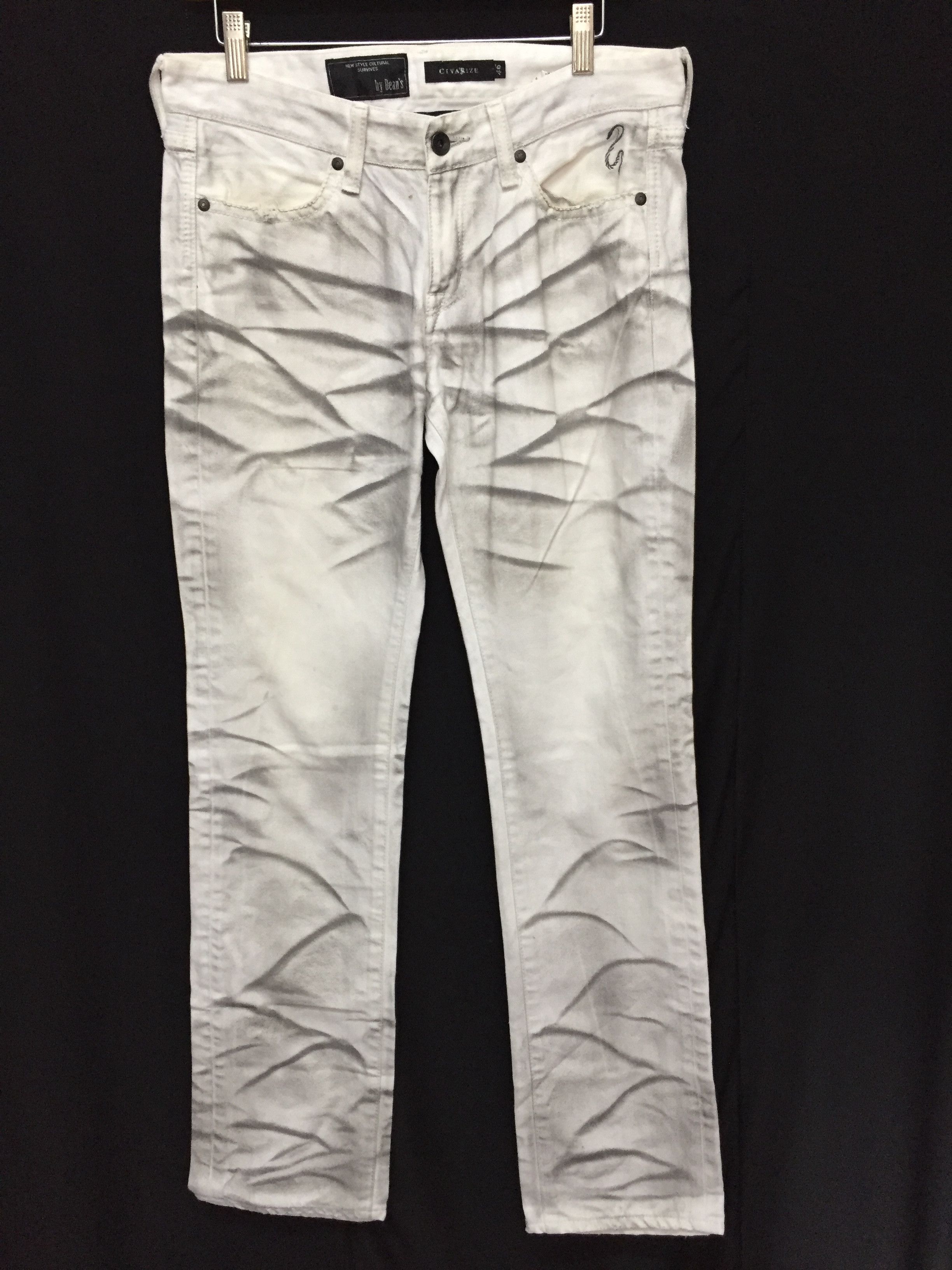 CIVARIZE 2013 Made in JAPAN CIVARIZE Dirty Whisker Zebra white denim Size US 32 / EU 48 - 4 Thumbnail