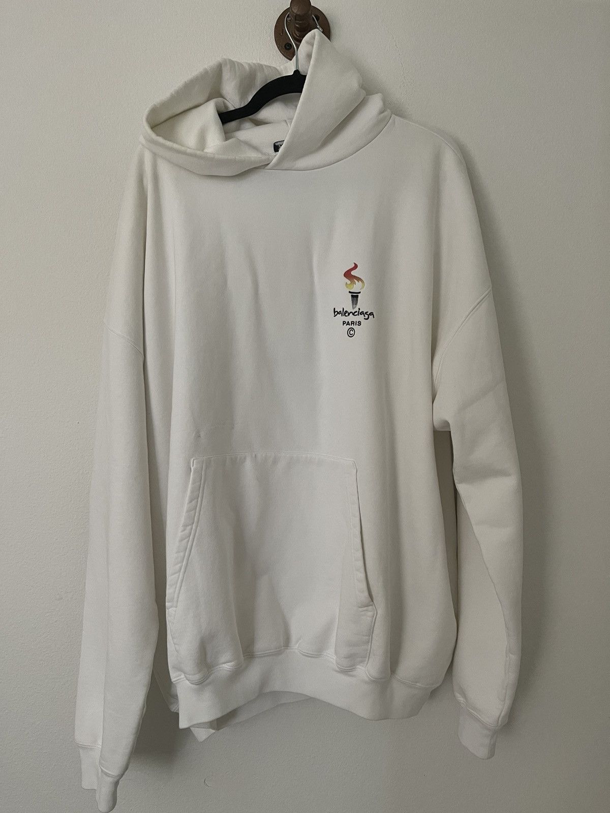 image of Balenciaga Oversized White Paris Olympic Logo Hoodie - Xs, Men's (Size XL)