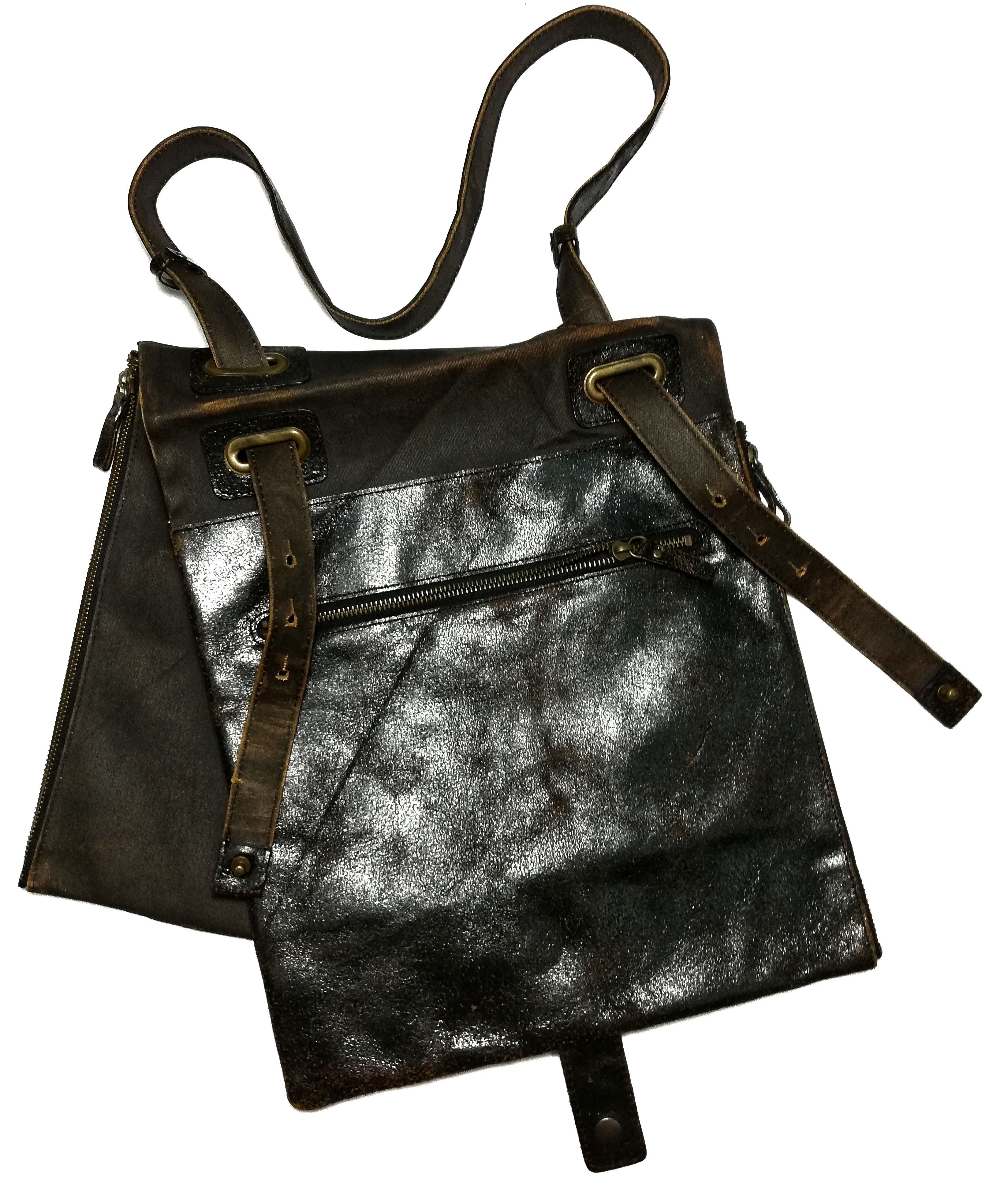 Comme Ca Collection 2In1 Tote Sling Bag Leather / Cotton in Brown, Men's