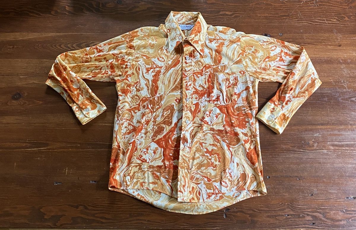 Retrofit Vintage 60’s Fashion Knits Acid Dye Pattern Button Up Size US M / EU 48-50 / 2 - 2 Thumbnail