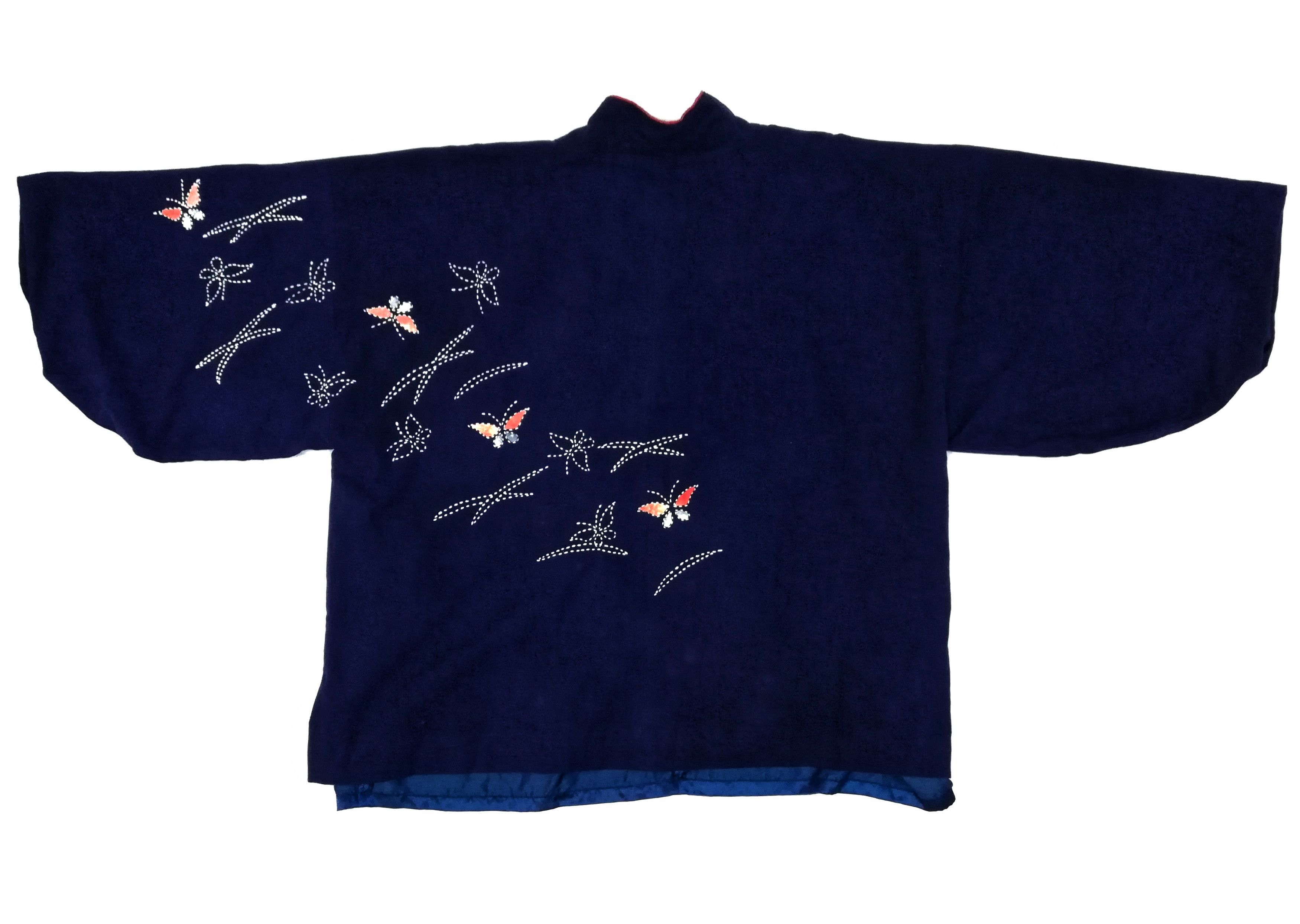 Indigo × Japanese Brand 🔥Wear Indigo Kimono Japanese Traditional Boro🔥 Size US L / EU 52-54 / 3 - 14 Thumbnail