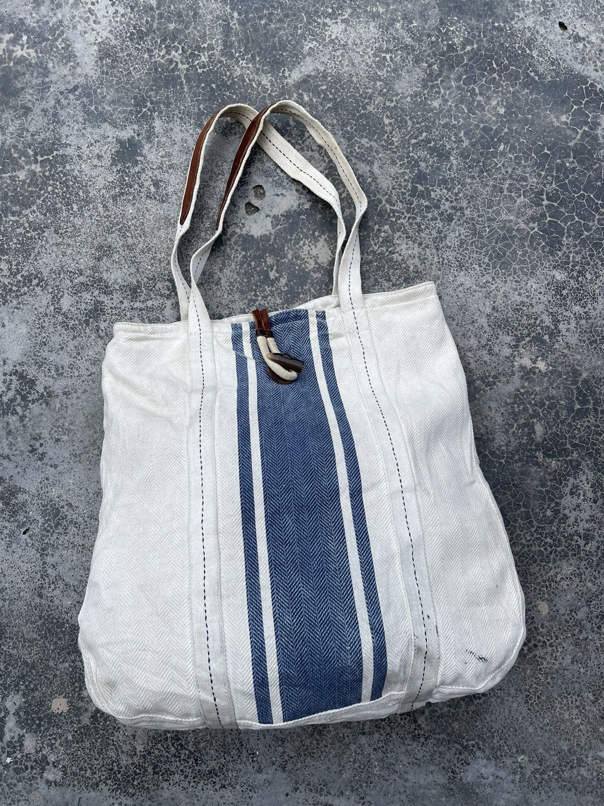 Vintage Ralph Laurent Rugby Tote Bag in White, Men's