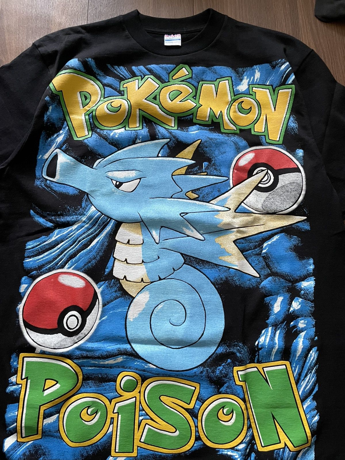 image of Pokemon x Vintage Pokèmon Modern Bootleg Seadra & Psyduck Peyote in Black, Men's (Size XL)