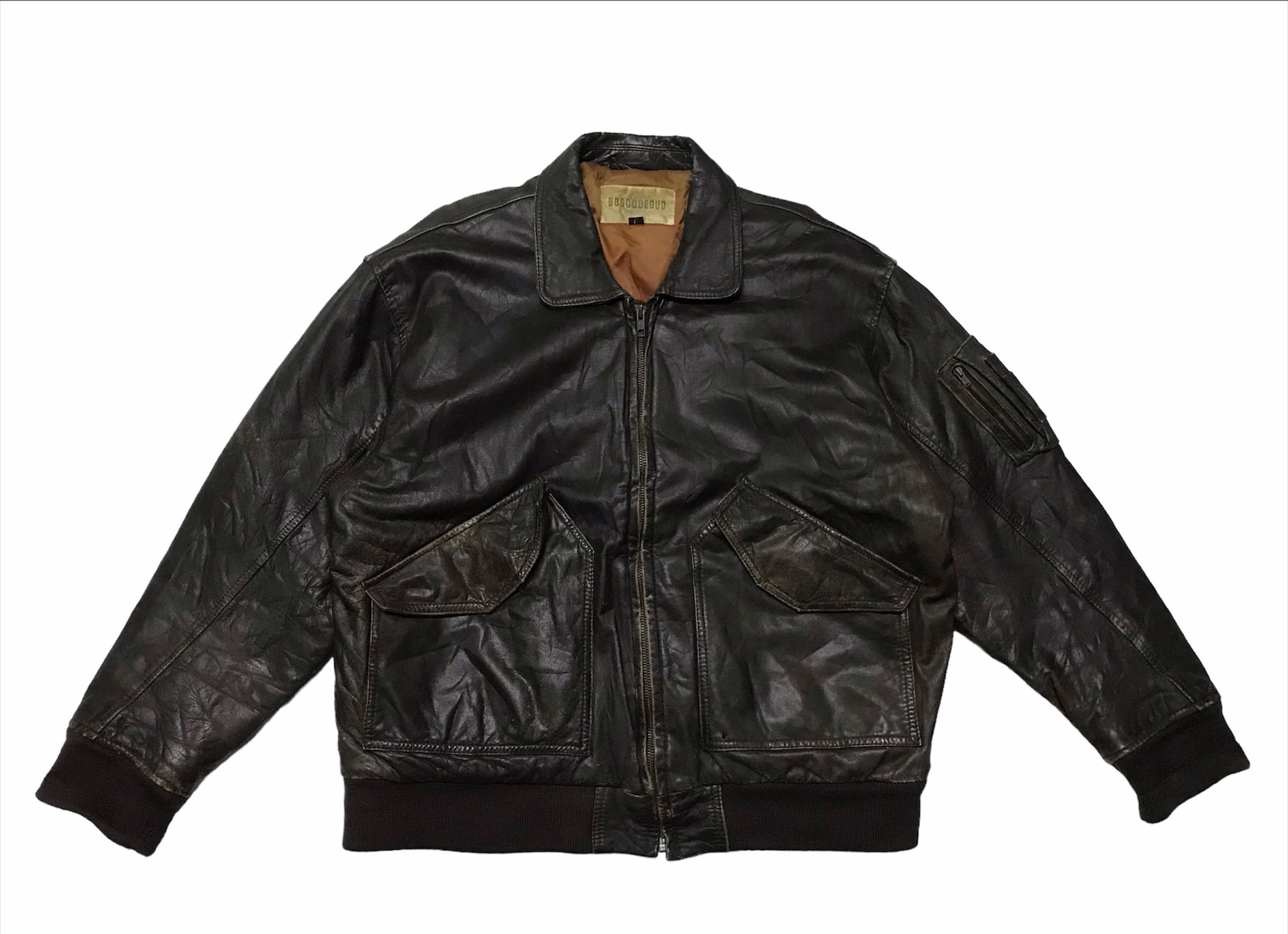 Vintage Boscoceduo leather flight jacket Size US L / EU 52-54 / 3 - 1 Thumbnail