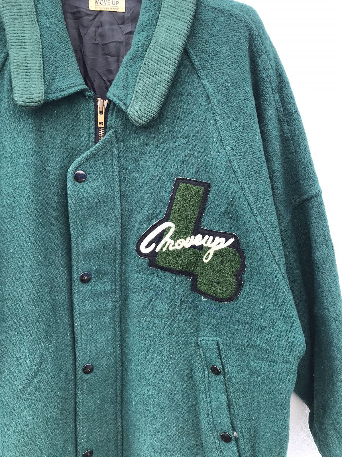 Japanese Brand Move Up Big Logo Wool Varsity Jackets Size US L / EU 52-54 / 3 - 4 Thumbnail
