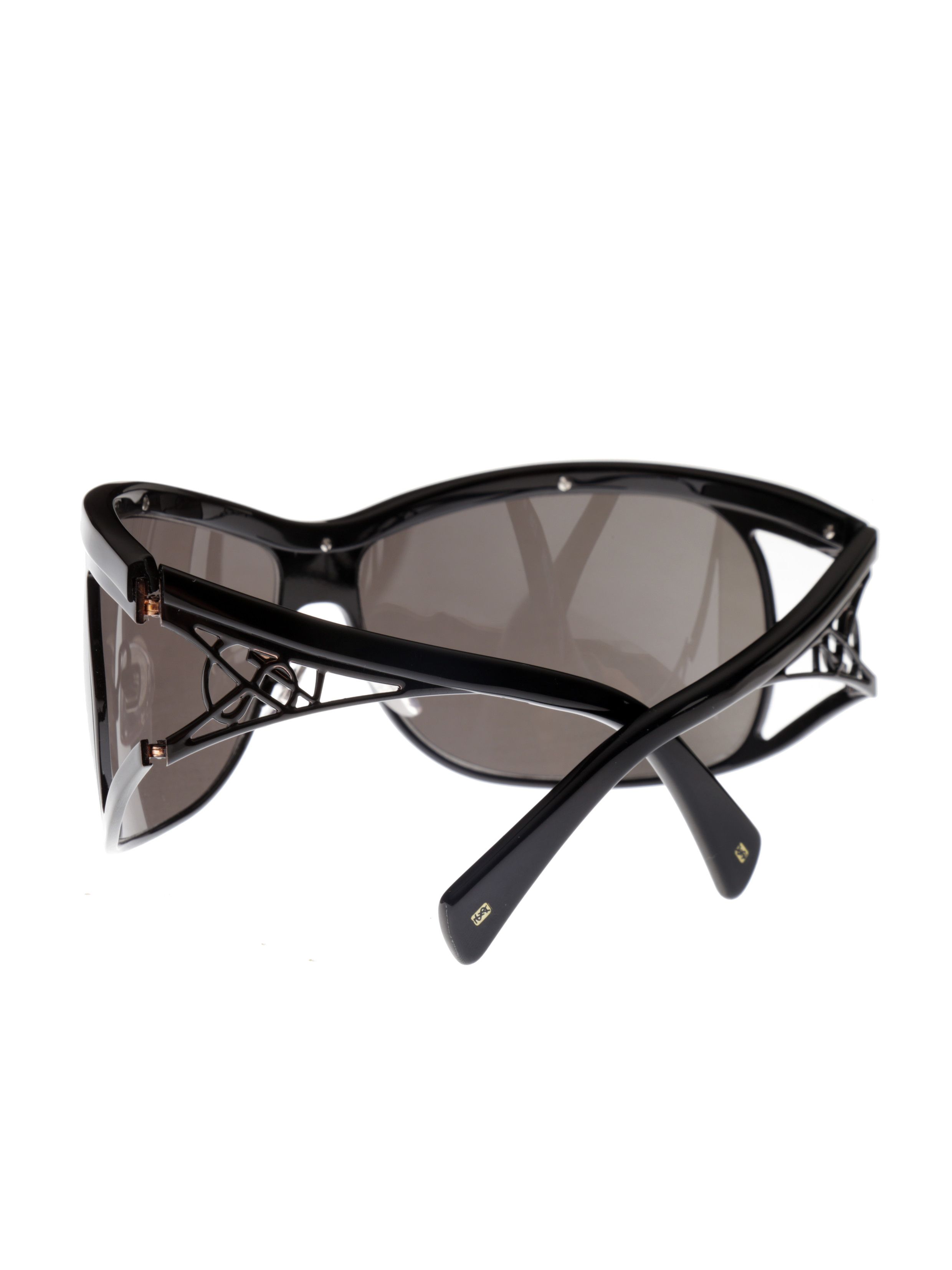 Saint Laurent Paris Yves Saint Laurent '00s Black Wraparound Sunglasses Size ONE SIZE - 3 Thumbnail