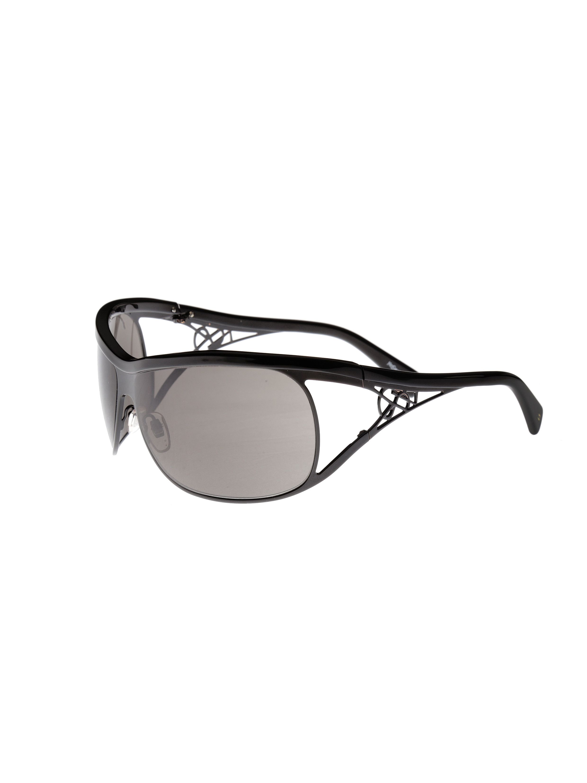 Saint Laurent Paris Yves Saint Laurent '00s Black Wraparound Sunglasses Size ONE SIZE - 1 Thumbnail