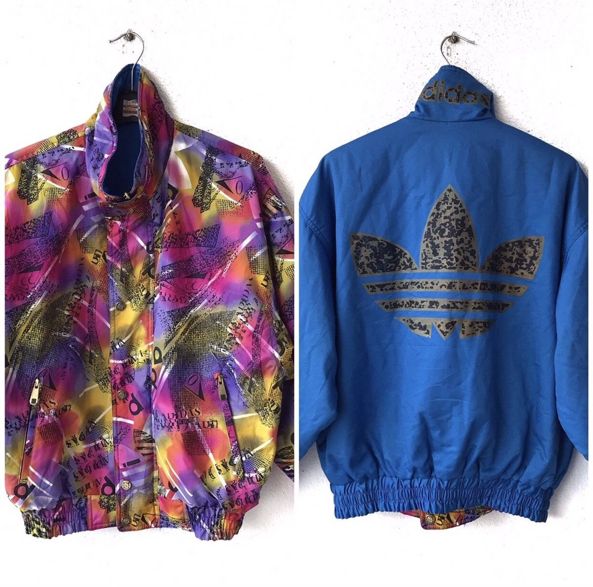 Adidas Multicolor Reversible Big Logo Bombers Jacket