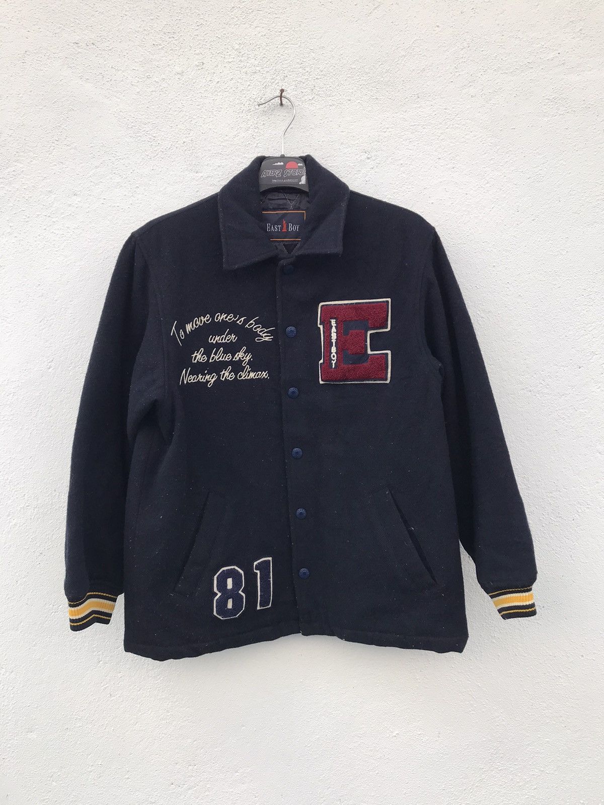 Japanese Brand East Boy Big Logo Wool Varsity Jacket Size US S / EU 44-46 / 1 - 2 Thumbnail