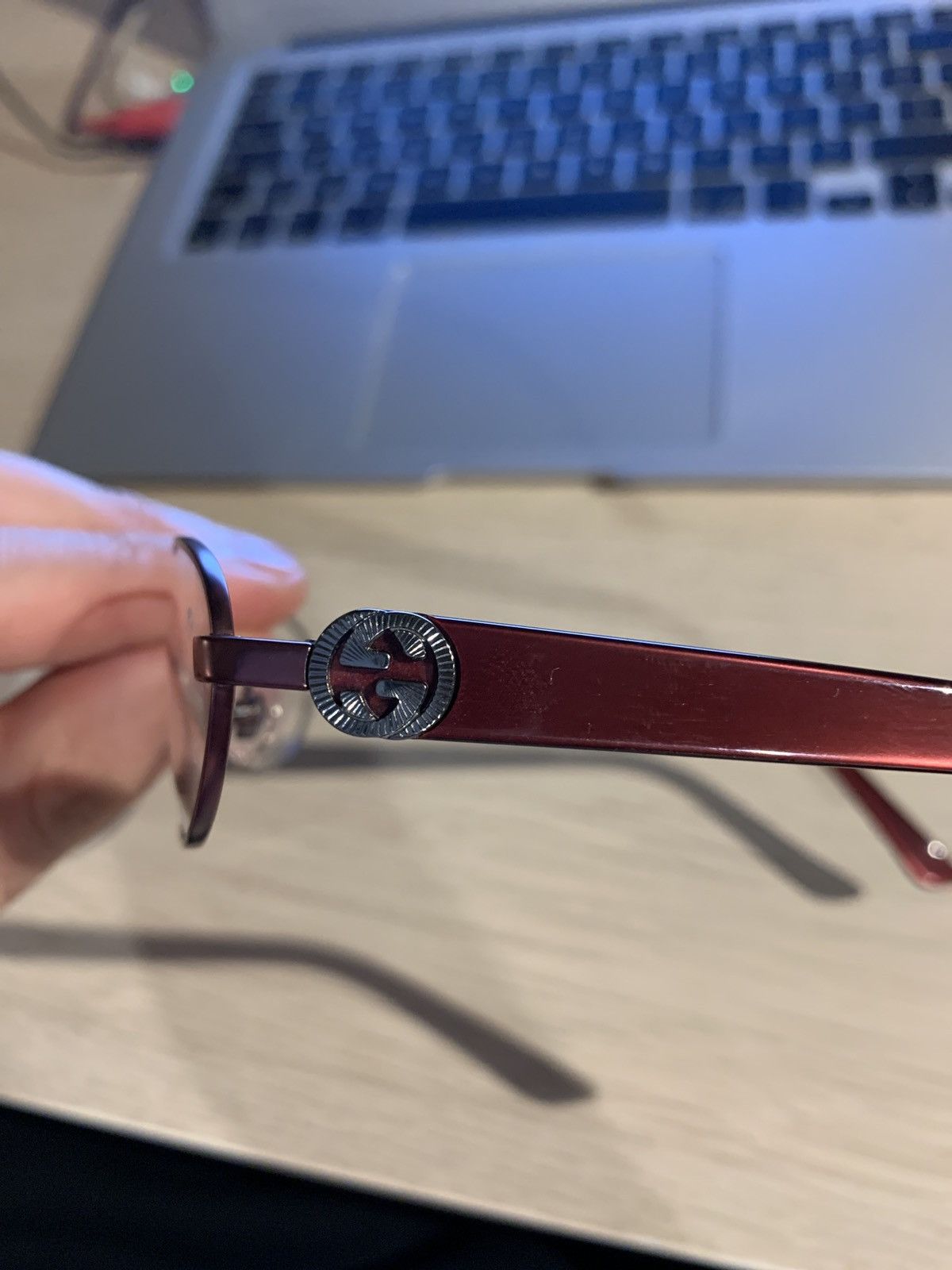 Gucci × Vintage Gucci '90s Silver Signature Cherry Red Glasses Size ONE SIZE - 5 Thumbnail