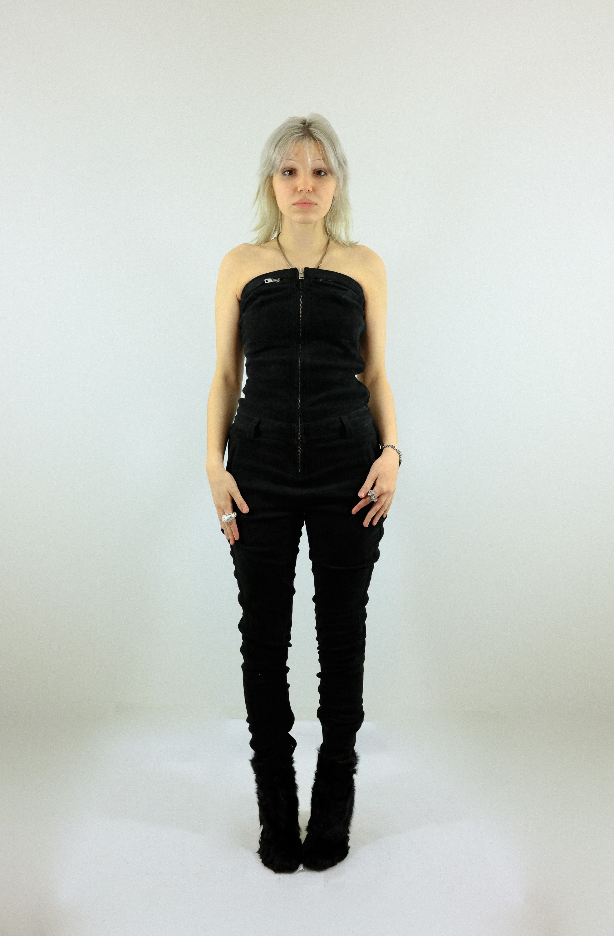 image of Archival Clothing x Haider Ackermann Ss11 Stretch Leather Jumpsuit in Black, Women's (Size 36)