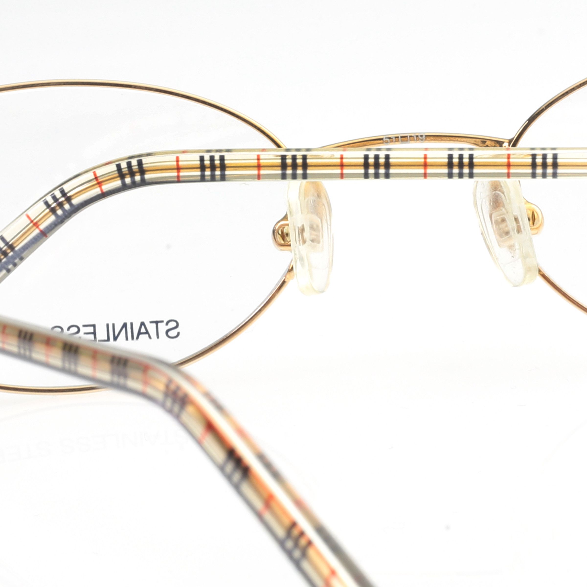 Burberry Burberry '90s Check Gold Oval Frame Glasses Size ONE SIZE - 3 Thumbnail