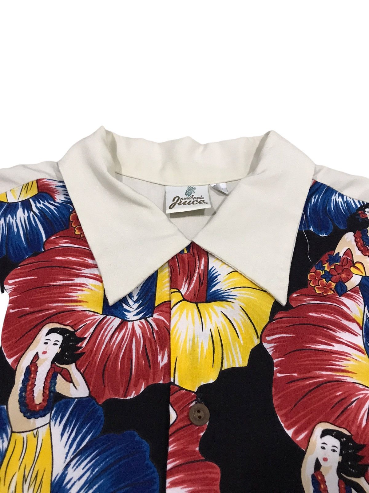 Other 80s Vintage Pineapple Juice Hula Girl Rayon Hawaiian Shirt Size US M / EU 48-50 / 2 - 2 Thumbnail