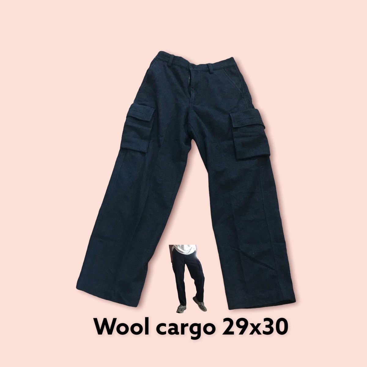 Gap × Vintage Charcoal wool cargo pants 29x30 Size US 29 - 1 Thumbnail