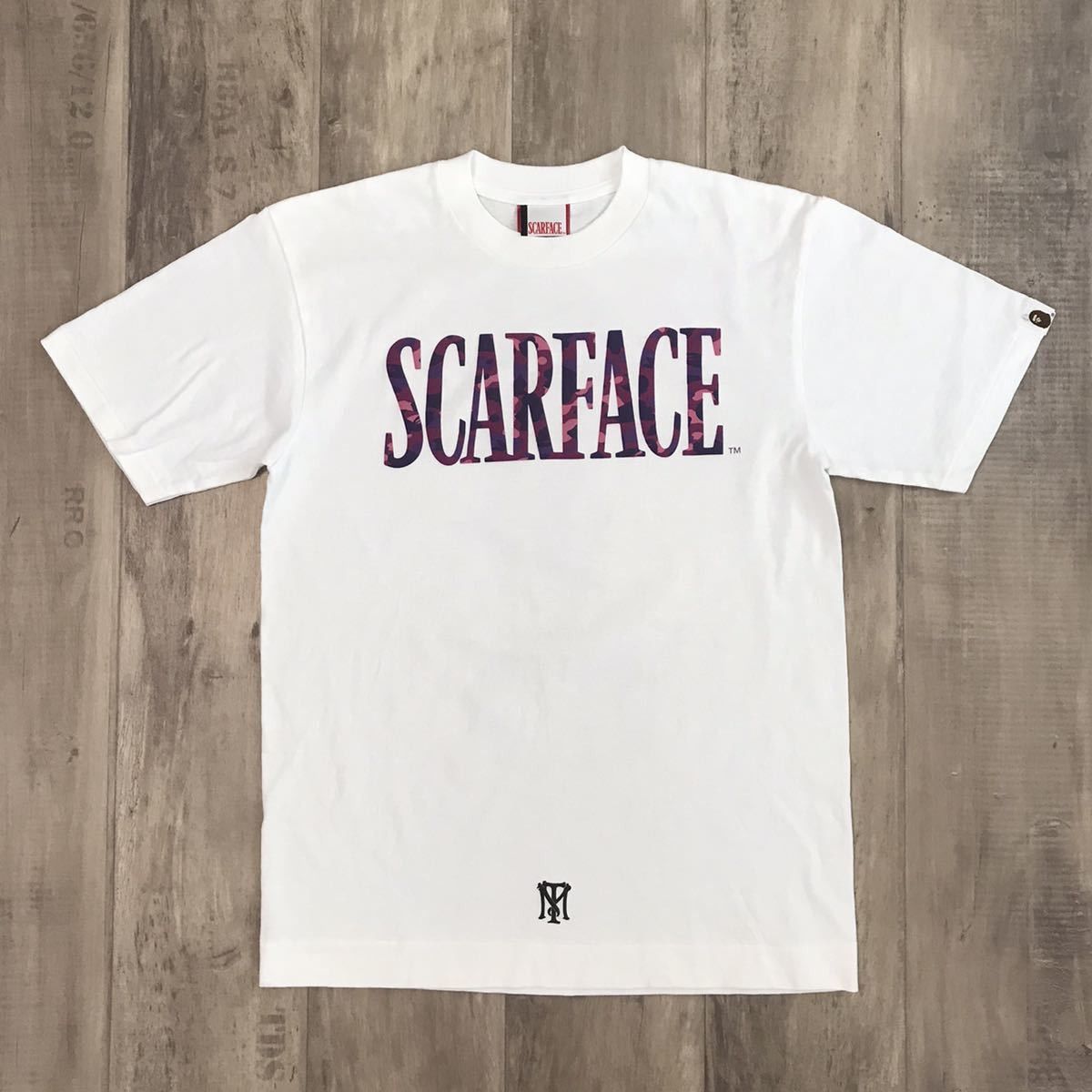 BAPE × scarface T-shirt purple camo a bathing ape