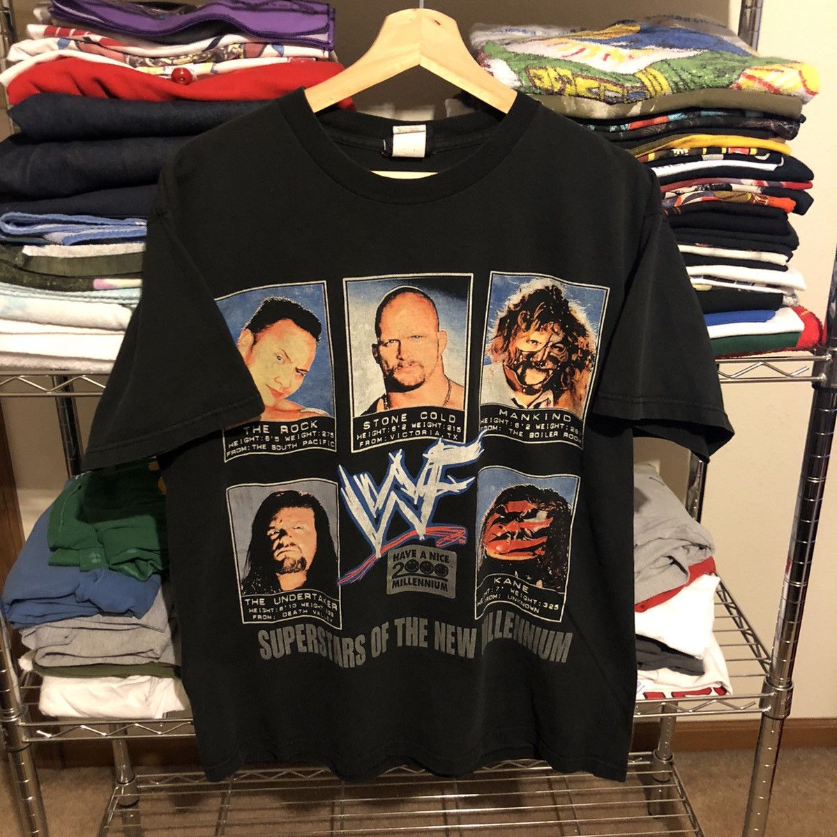 image of Vintage Wwf New Millennium Tee in Black, Men's (Size Large)