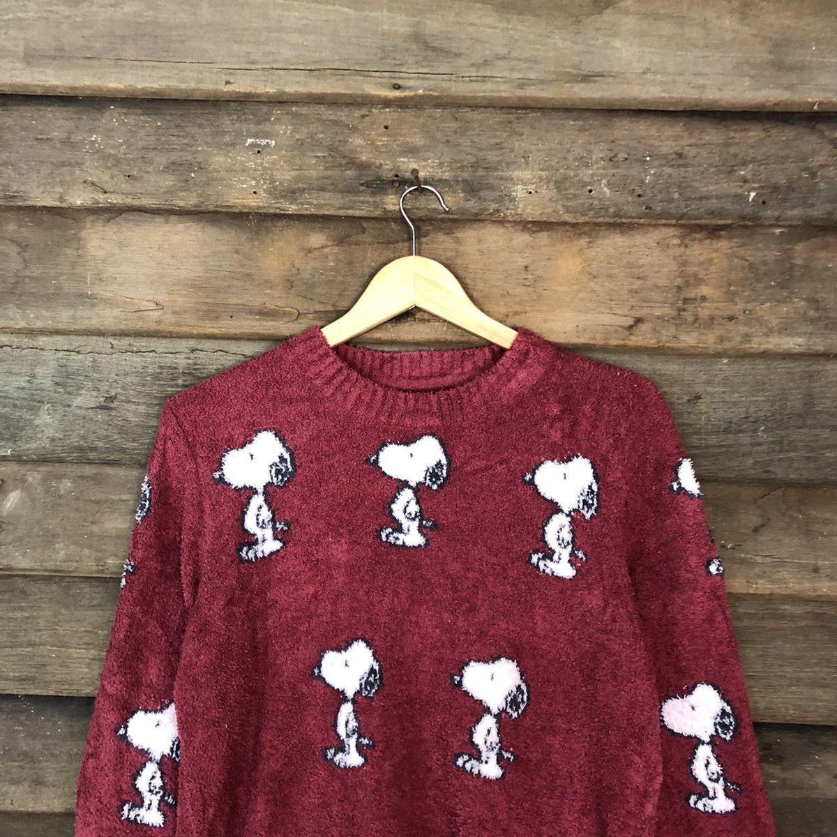 Peanuts DLL Snoopy Mohair Shaggy fleece Knitwear sweatshirt#c1059 Size M / US 6-8 / IT 42-44 - 2 Thumbnail