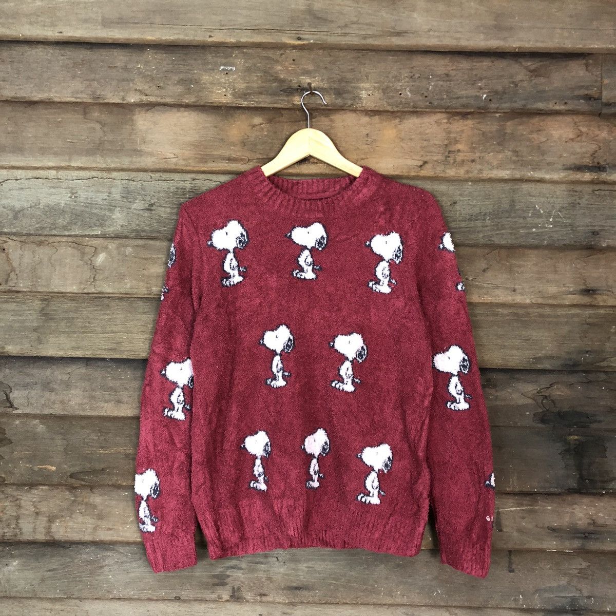 Peanuts DLL Snoopy Mohair Shaggy fleece Knitwear sweatshirt#c1059 Size M / US 6-8 / IT 42-44 - 1 Thumbnail