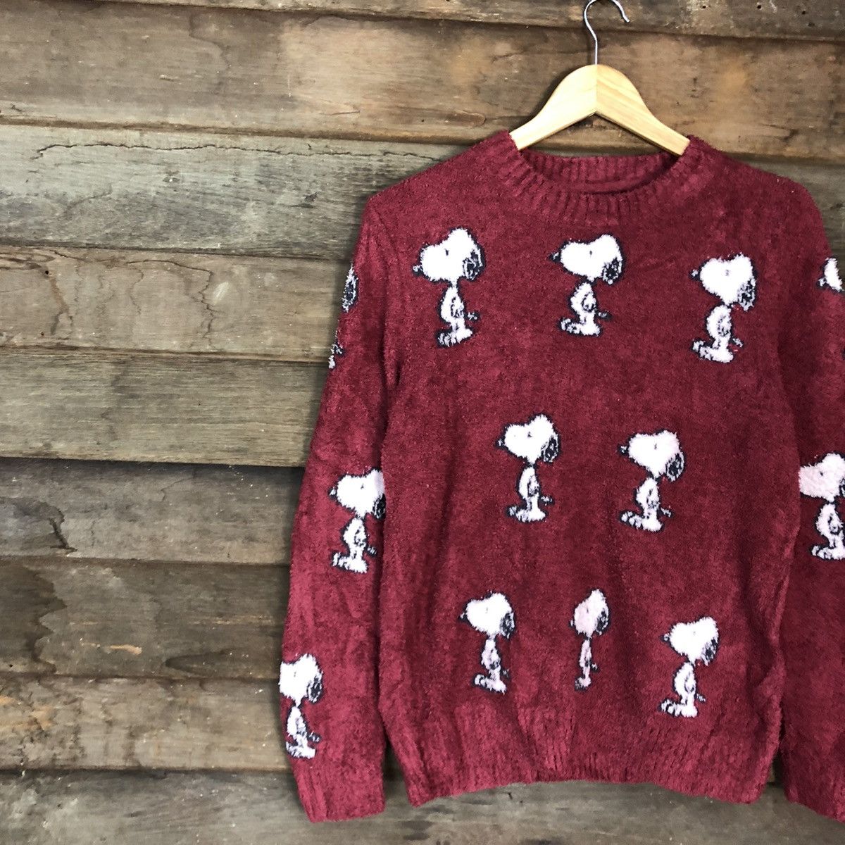 Peanuts DLL Snoopy Mohair Shaggy fleece Knitwear sweatshirt#c1059 Size M / US 6-8 / IT 42-44 - 7 Thumbnail