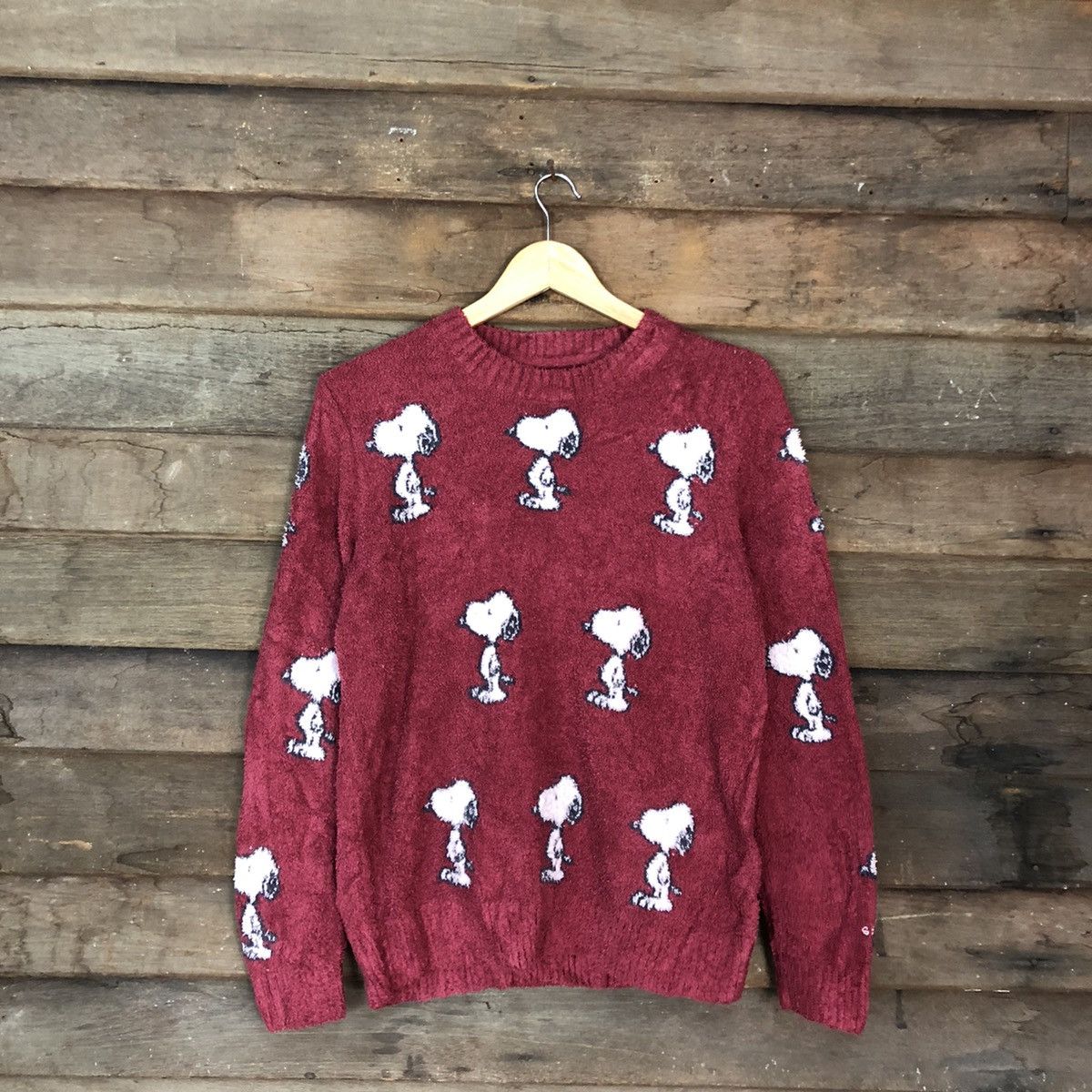 Peanuts DLL Snoopy Mohair Shaggy fleece Knitwear sweatshirt#c1059 Size M / US 6-8 / IT 42-44 - 3 Thumbnail