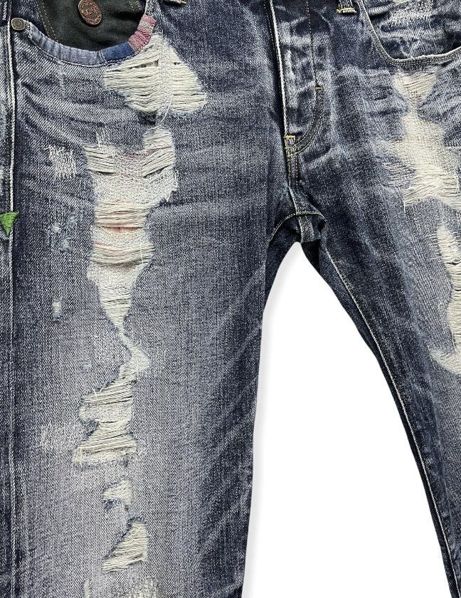 Giorgio Armani ARMANI Limited Edition Green Selvedge Ripped Design Denim Size US 31 - 3 Thumbnail