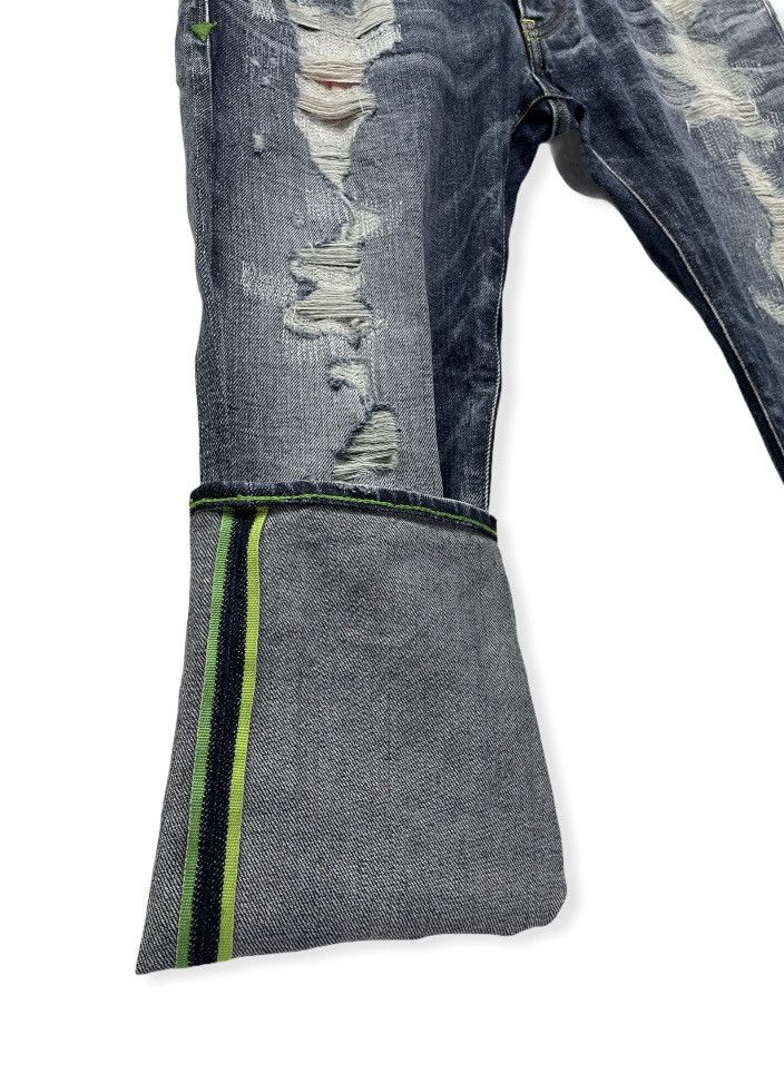 Giorgio Armani ARMANI Limited Edition Green Selvedge Ripped Design Denim Size US 31 - 8 Thumbnail