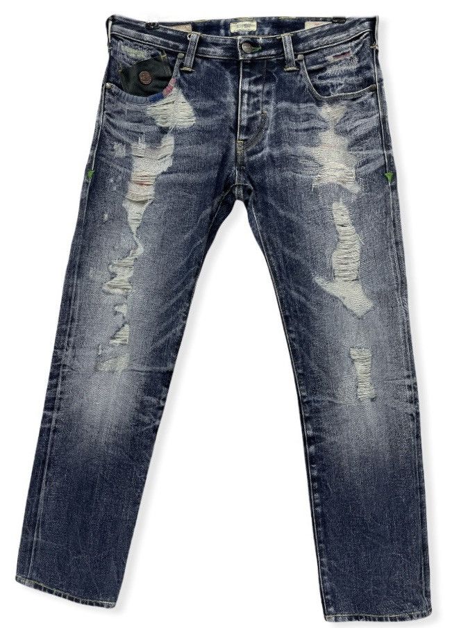 Giorgio Armani ARMANI Limited Edition Green Selvedge Ripped Design Denim Size US 31 - 2 Thumbnail