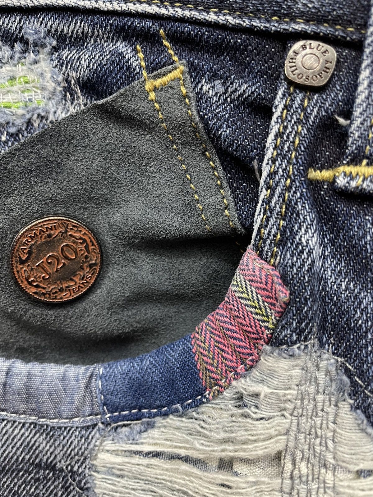 Giorgio Armani ARMANI Limited Edition Green Selvedge Ripped Design Denim Size US 31 - 6 Thumbnail